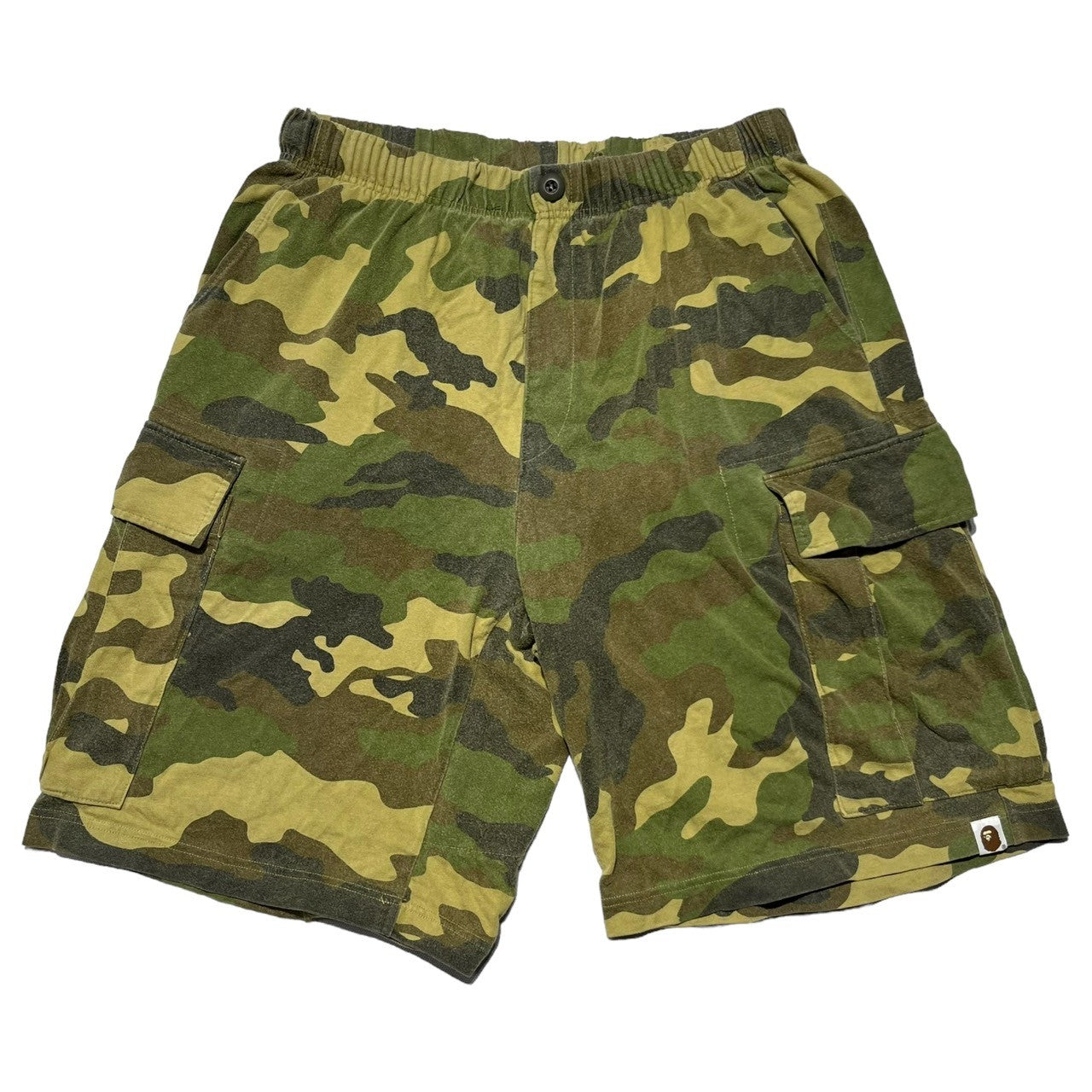 A BATHING APE(アベイシングエイプ) 00's camo sweat cargo shorts カモフラ スウェット カーゴショーツ M カーキ