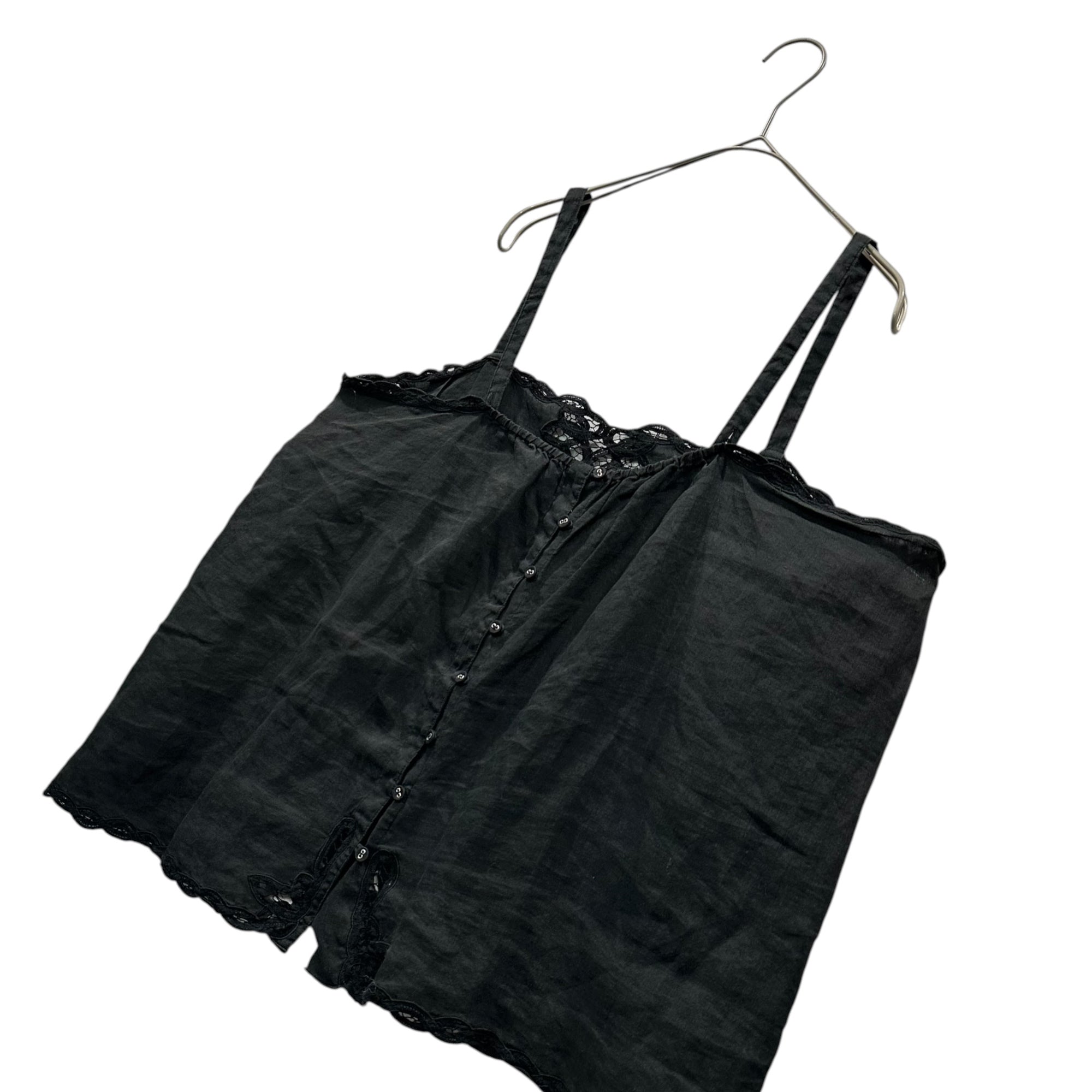 Vlas Blomme(ヴラスブラム) Linen lace camisole リネン レース キャミソール 131266 FREE ブラック