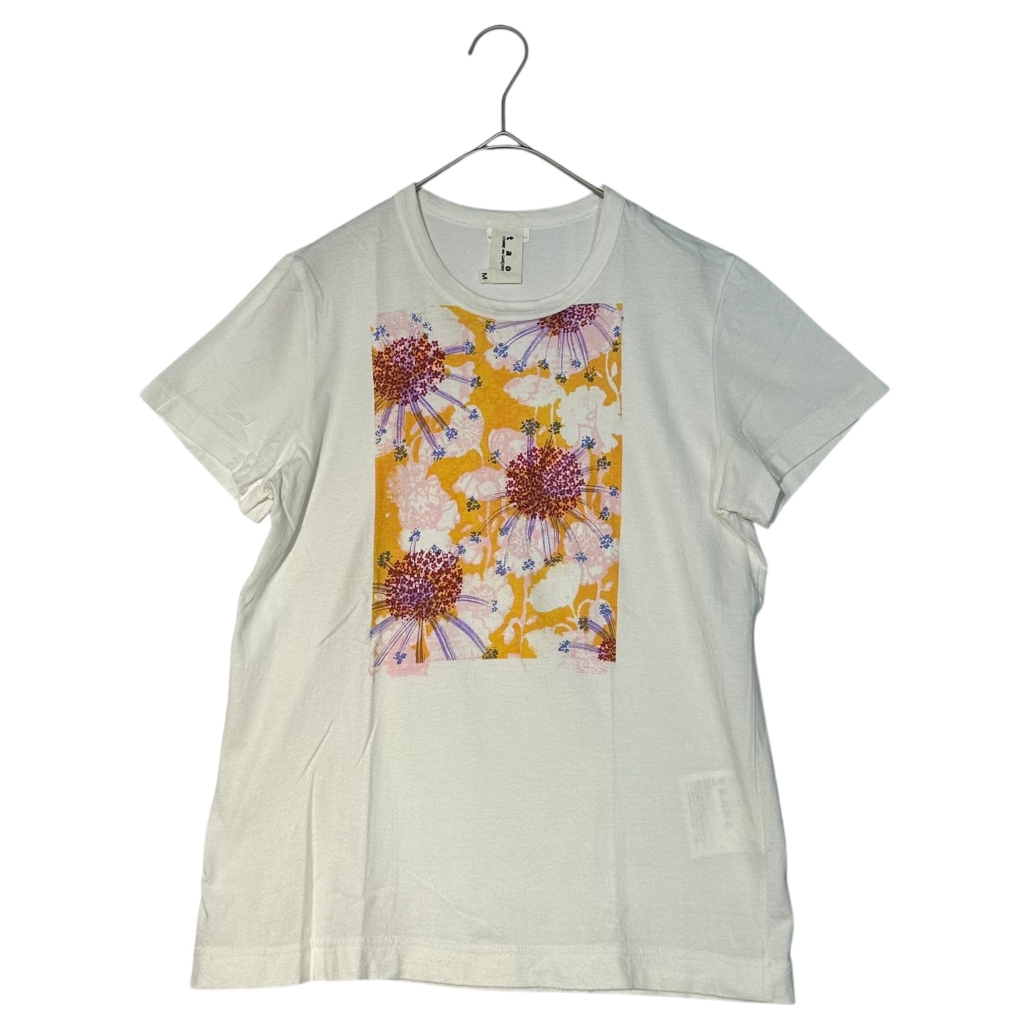 TAO COMME des GARCONS(タオコムデギャルソン) 09SS Flower Print Crew Neck T-Shirt フラワープリント クルーネック Tシャツ 3C-T022 M ホワイト×オレンジ AD2008