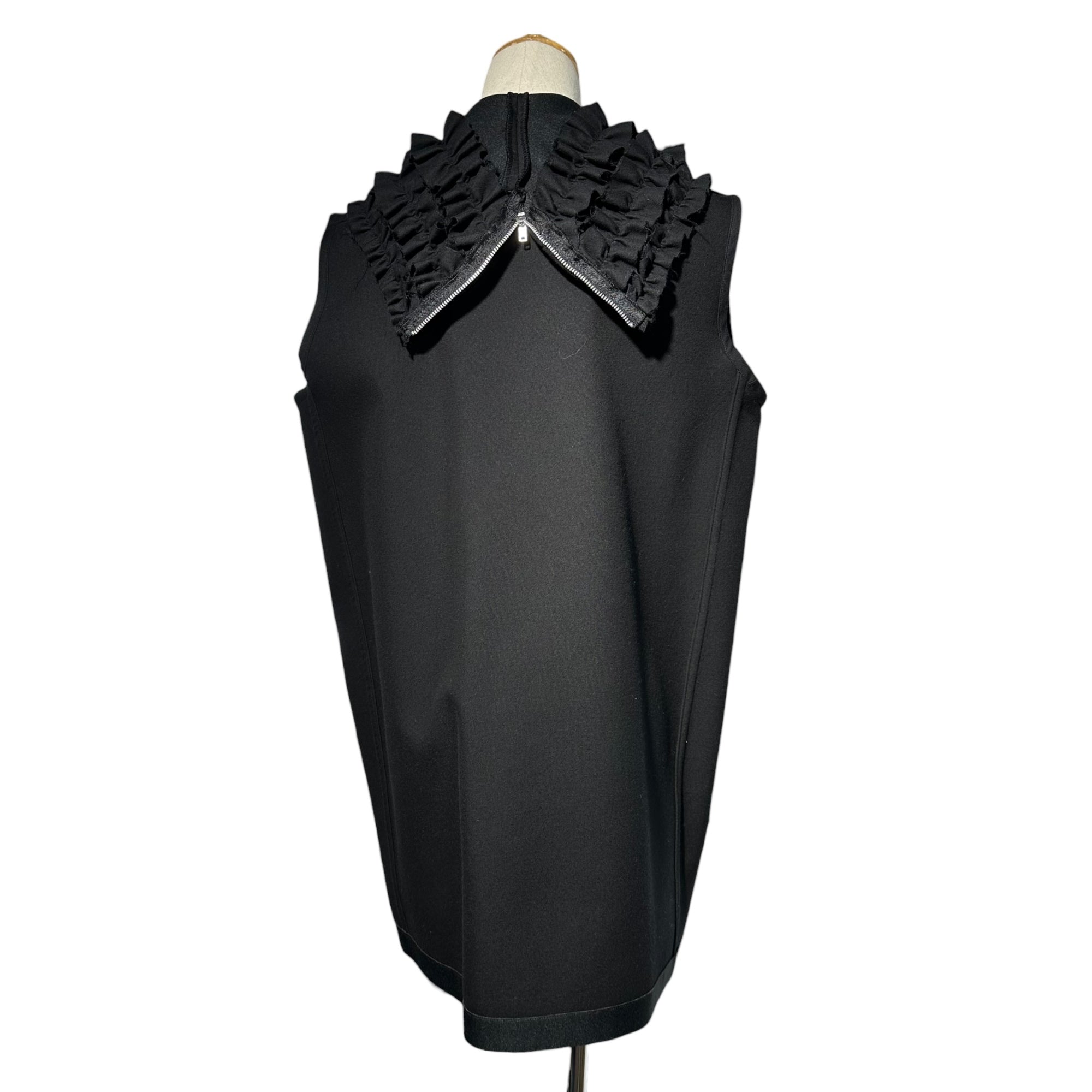 tricot COMME des GARCONS(トリココムデギャルソン) 19AW Sleeveless Ruffled Coat スリーブレス フリル コート TD-V004 M ブラック AD2019