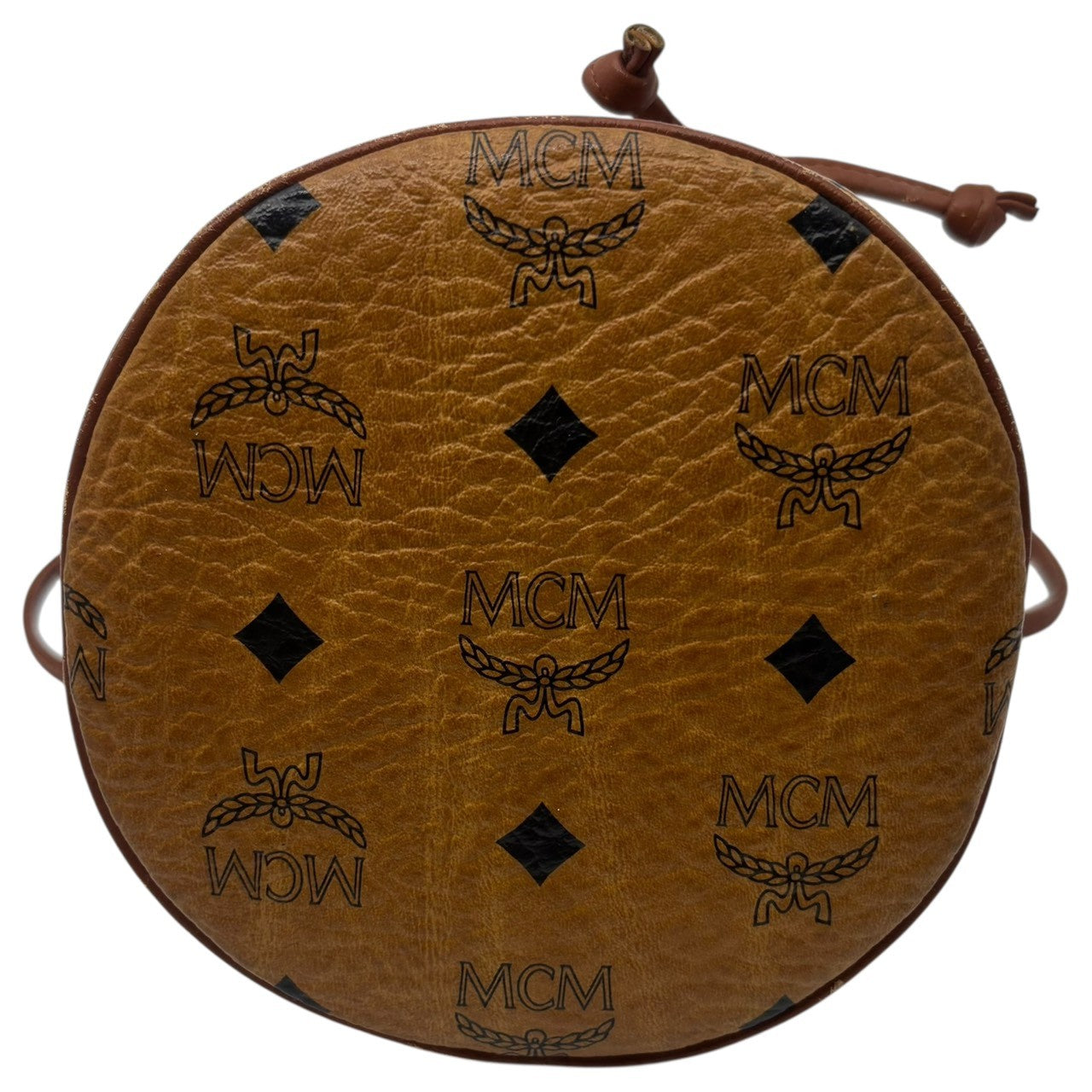 MCM(エムシーエム) Mini Drawstring Shoulder Pouch ミニ 巾着型 ショルダー ポーチ バッグ ブラウン