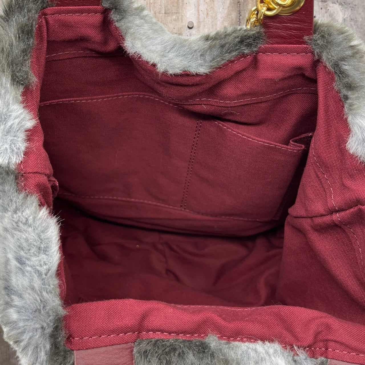 Vivienne Westwood(ヴィヴィアンウエストウッド) orb charm eco fur  bag/オーブチャームエコファーバッグ/トートバッグ グレー