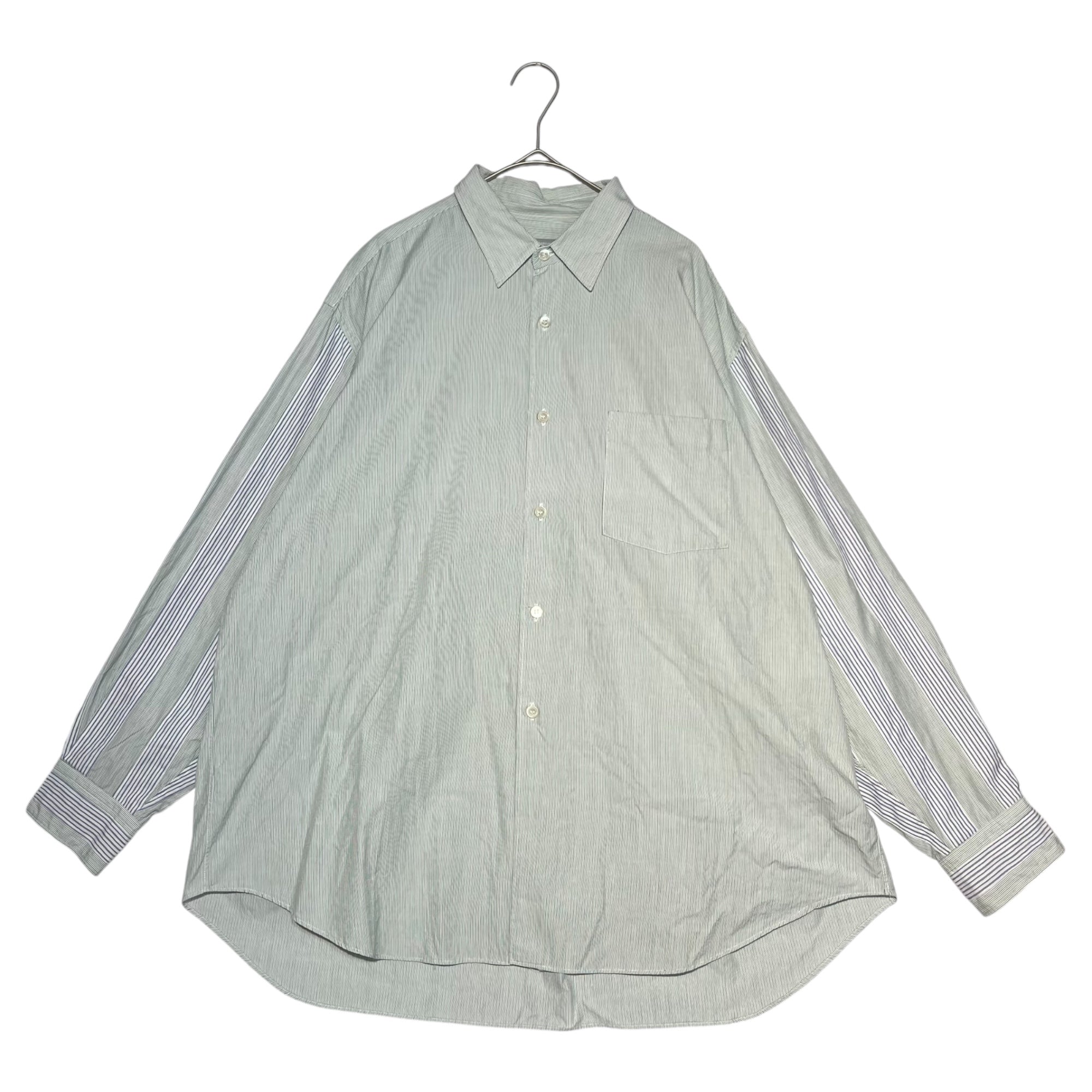 COMME des GARCONS HOMME(コムデギャルソンオム) 80's Vintage sleeve striped switching big shirt ヴィンテージ 袖ストライプ 切替 ビッグシャツ 80年代 川久保玲 本人期 HB-100370 FREE グリーン×ブルー AD記載なし