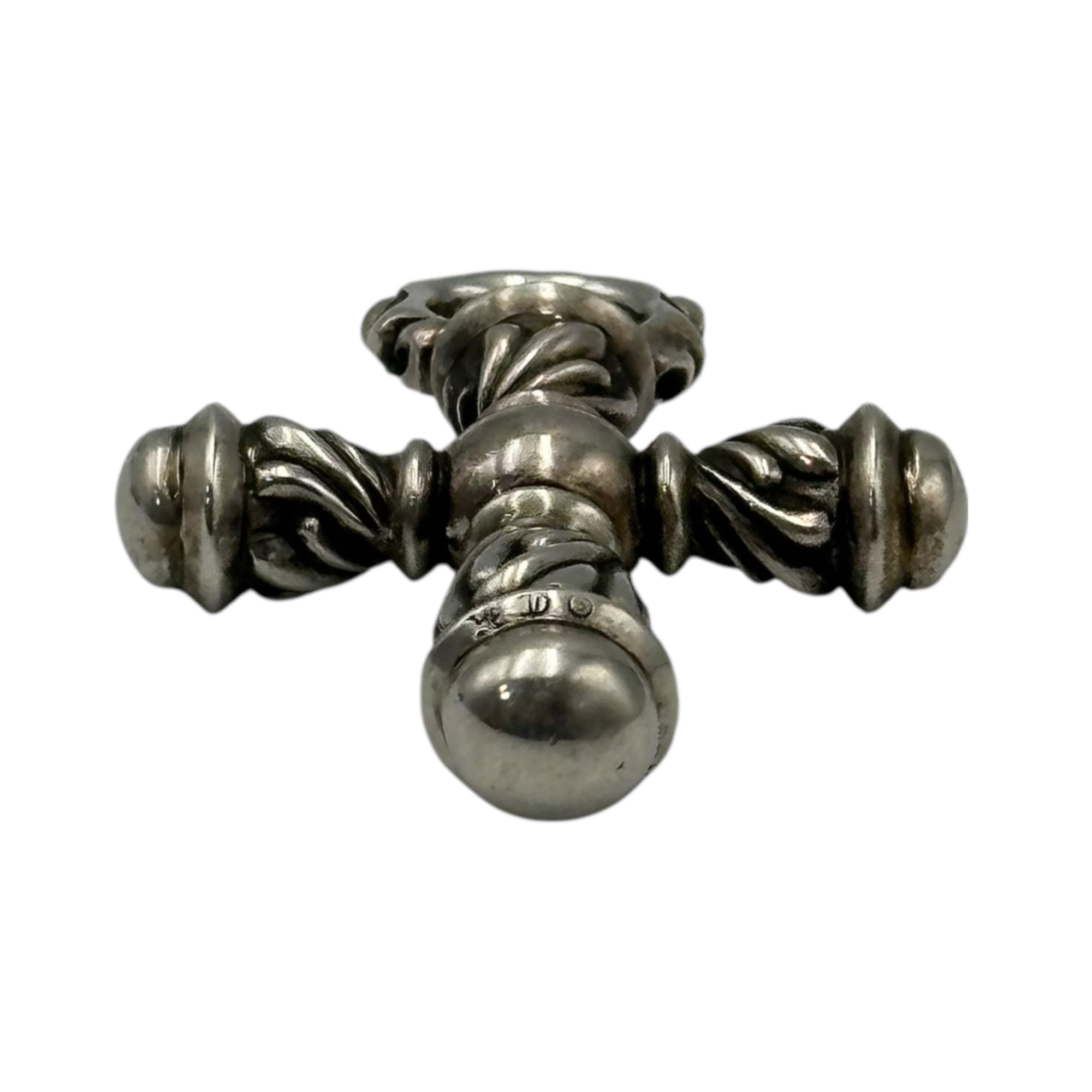 CHROME HEARTS(クロムハーツ) CAMPANA CROSS SML ＆ LEATHER BRAID SCROLL カンパナ クロス スモール ＆ レザー ブレイド スクロール ネックレス シルバー