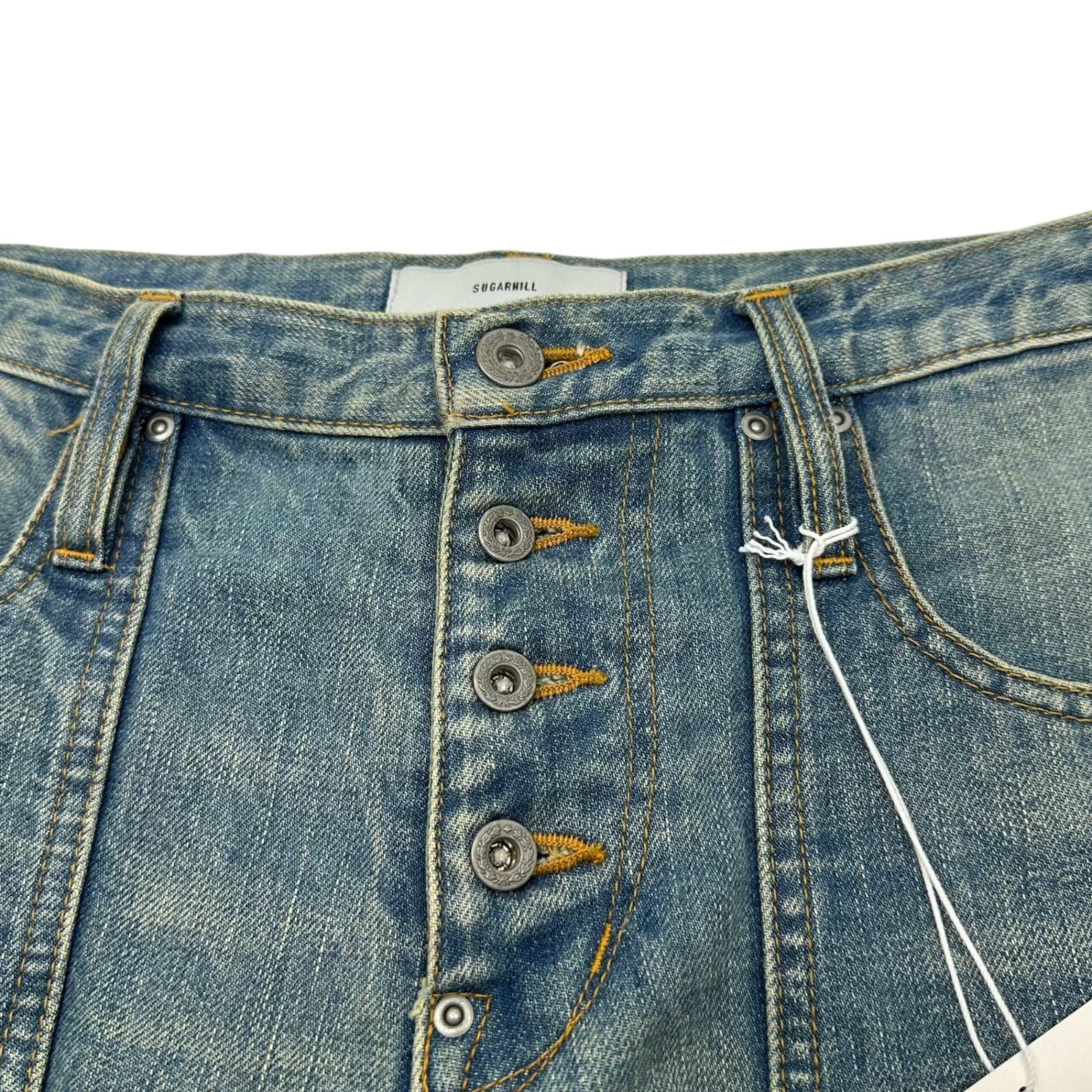 SUGARHILL(シュガーヒル) 21SSS double knee bell bottom ダブルニー ベルボトム デニム パンツ 21SSPT04 2 ライトインディゴ フレア ヴィンテージ加工
