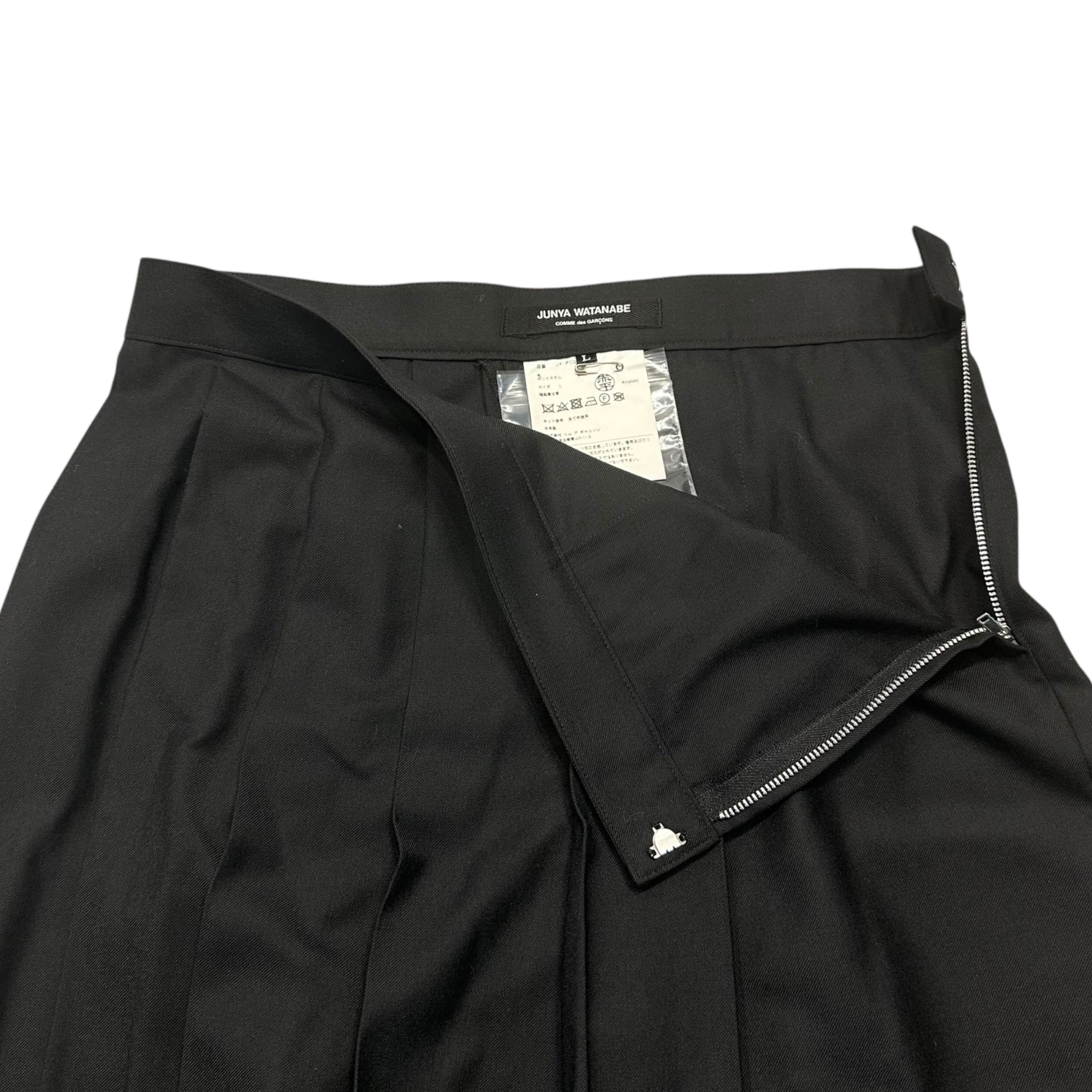 COMME des GARCONS JUNYA WATANABE(コムデギャルソンジュンヤワタナベ) 20AW 2WAY Polyester Pleated Long Skirt Pants 2ウェイ ポリエステル プリーツ ロング スカート パンツ JF-P005 L ブラック AD2020