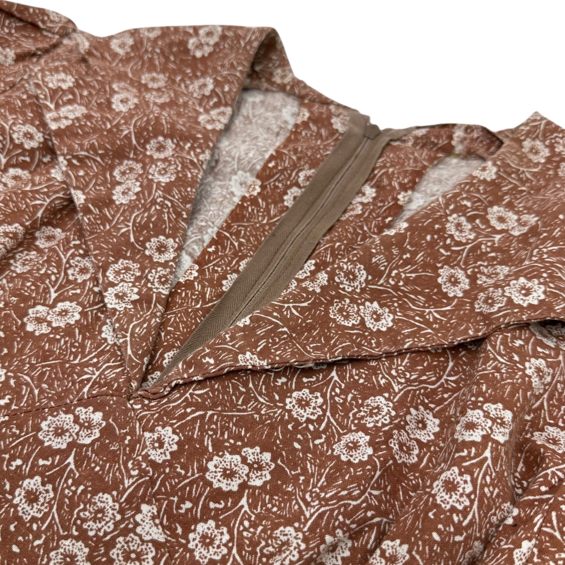 VINTAGE(ヴィンテージ) 70's~small floral pattern long onepiece ベルト付き小花柄のロングワンピース M~L程度 ブラウン×ホワイト