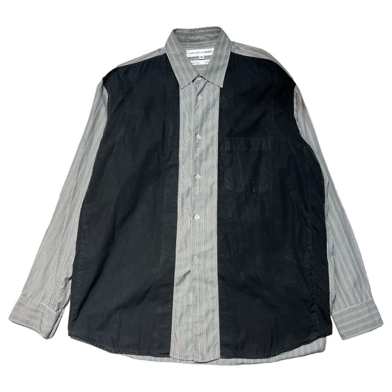 COMME des GARCONS SHIRT(コムデギャルソンシャツ)  90's ~ 00'S Switchable striped shirt 切替ストライプシャツ M グレー 90年代 フランス製