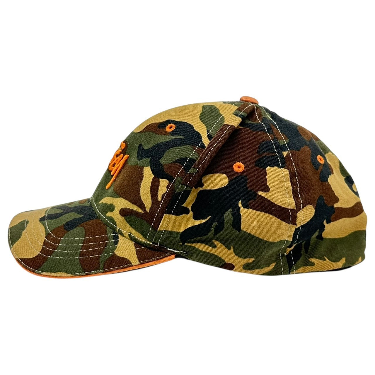 STUSSY(ステューシー) 90's Camouflage Cap 90年代 カモフラ キャップ L-XL ベージュ×カーキ×オレンジ STUSSY hats 90年代～