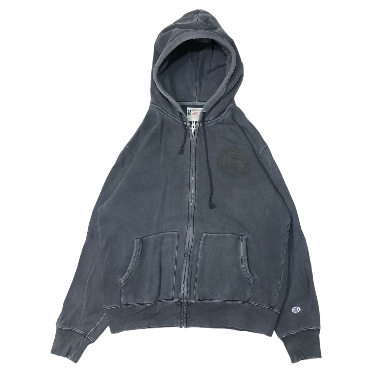 STUSSY×Champion(ステューシー×チャンピオン) vintage processed zip hoodie ヴィンテージ加工 ジップ パーカー L グレー