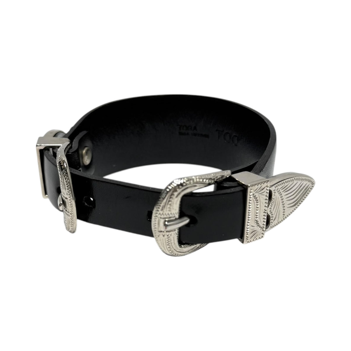 TOGA TOO(トーガトゥー) Double buckle bangle ダブルバックル ブレスレット TZ251-AK504 ブラック×シルバー