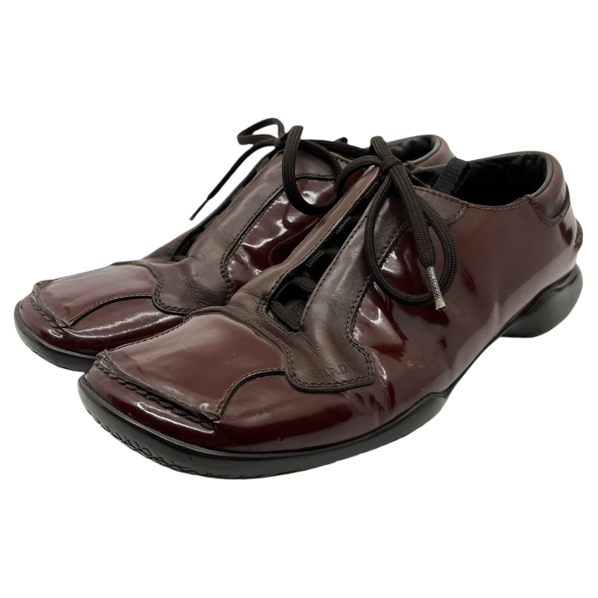 PRADA(プラダ) 00's Patent leather square toe shoes パテントレザー スクエアトゥ シューズ 1241 8(27cm程度) ブラウン Y2K アーカイブ