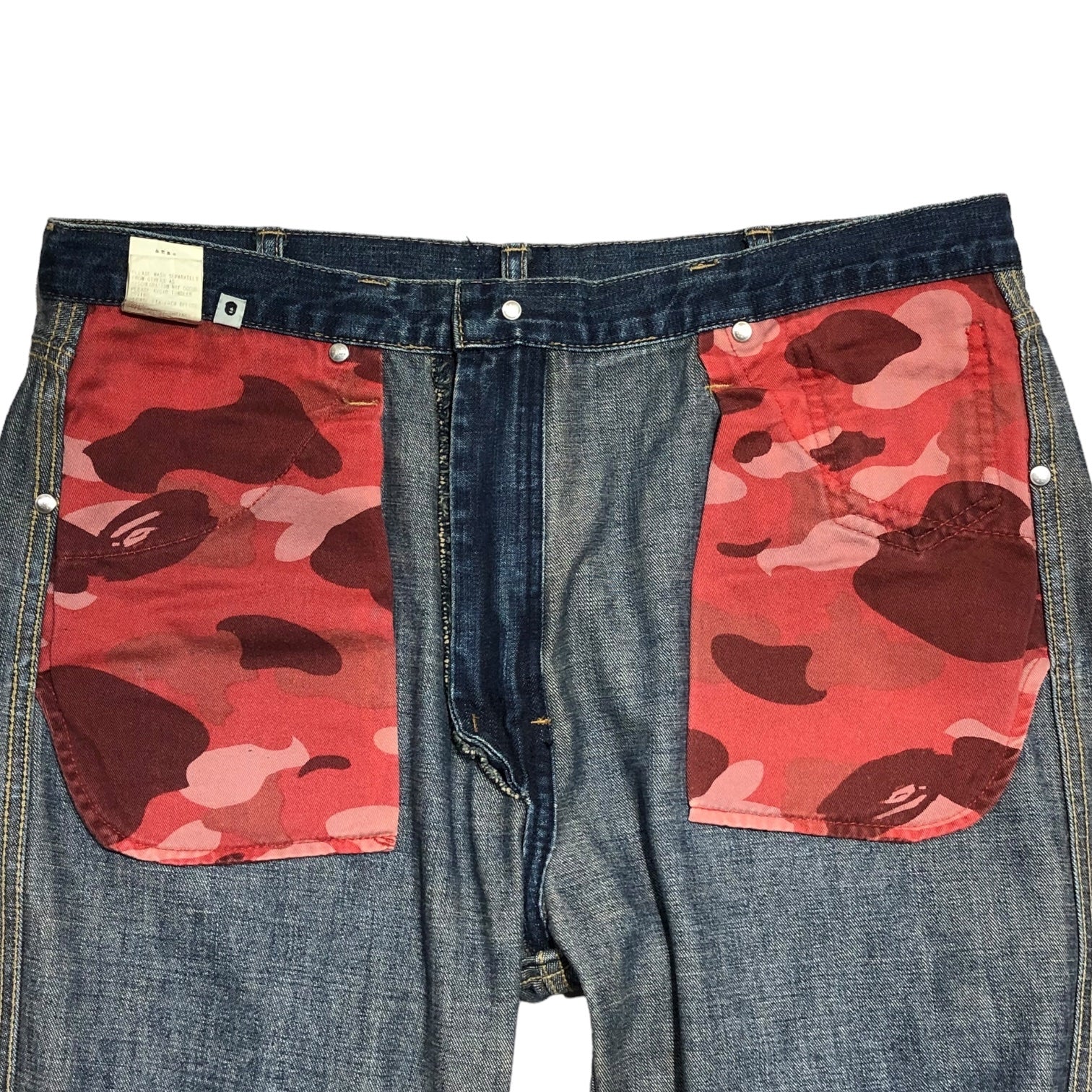 A BATHING APE(アベイシングエイプ) 00's DENIM PANTS デニムパンツ 00年代 Ｌ インディゴ