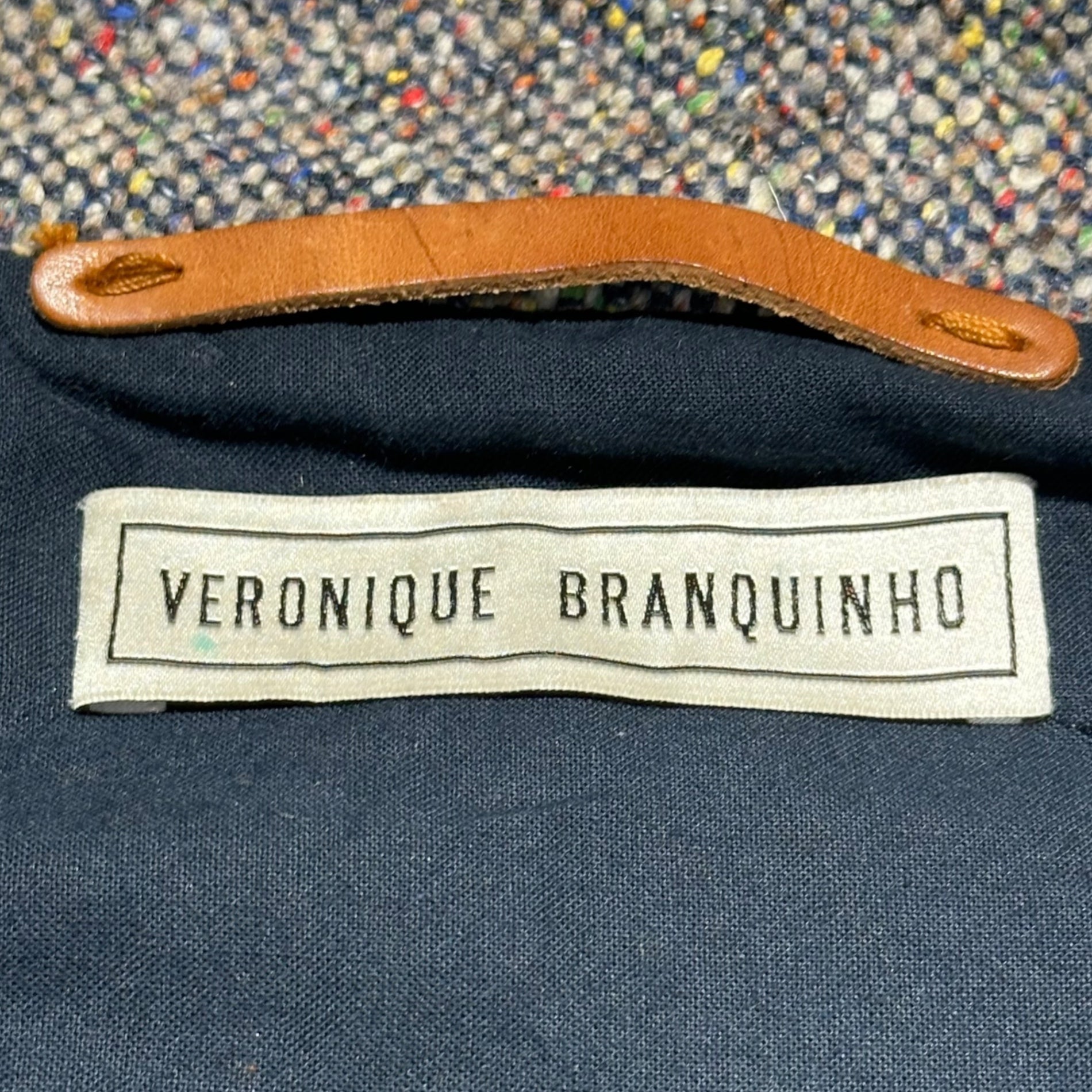 VERONIQUE BRANQUINHO(ヴェロニクブランキーノ) Archives Diagonal Zip Mixed Wool Tweed High-Neck Jacket アーカイブ 斜めジップ ミックスウール ツイード ハイネック ジャケット 0013490 VPF505A 42(L程度) グレー