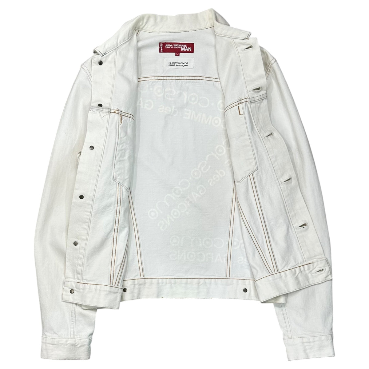 COMME des GARCONS JUNYA WATANABE MAN × Levi's × 10･corso･como COMME des GARCONS(コムデギャルソンジュンヤワタナベマン × リーバイス × ドゥエチ コルソコモ コムデギャルソン) 2002AW White Denim Jacket with Back Print バック プリント ホワイト デニム ジャケット GG-J201 M ホワイト AD2002 00s アーカイブ