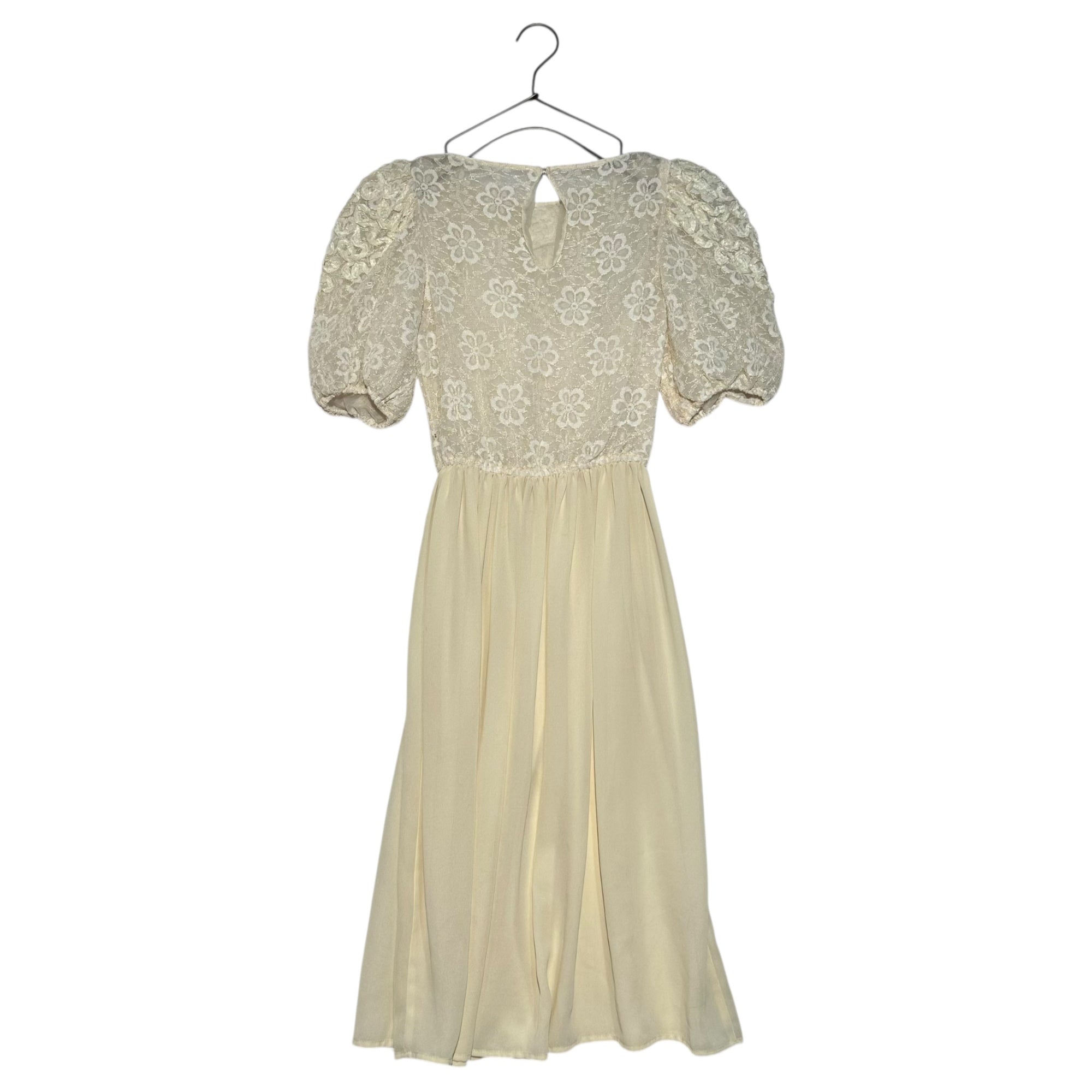 VINTAGE(ヴィンテージ) 80~90's Puff sleeve lace docking dress パフスリーブレースドッキングワンピース アイボリー EURO VINTAGE