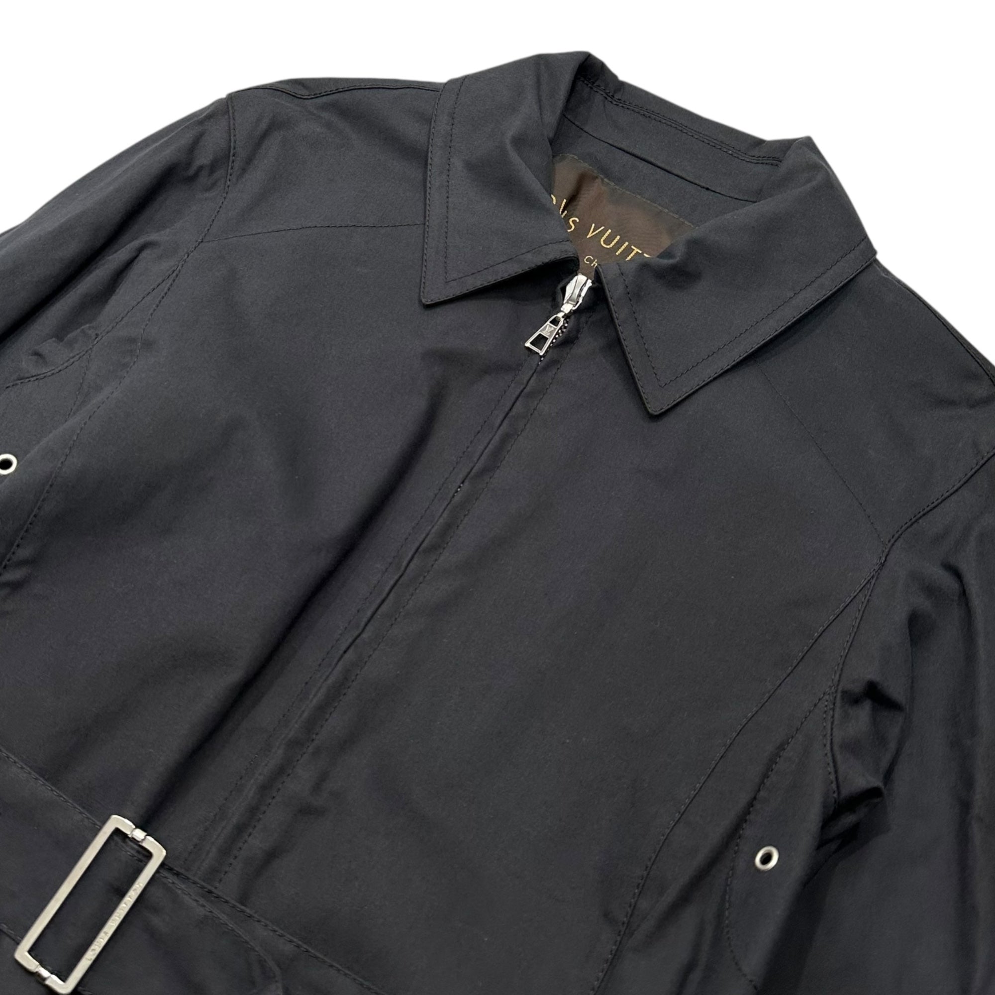 LOUIS VUITTON(ルイヴィトン) Monogram Zip-Up Coated Coat モノグラム ジップアップ ゴム引き コート 34(XS～S程度) ブラック ベルテッド マッキントッシュ ゴム引き