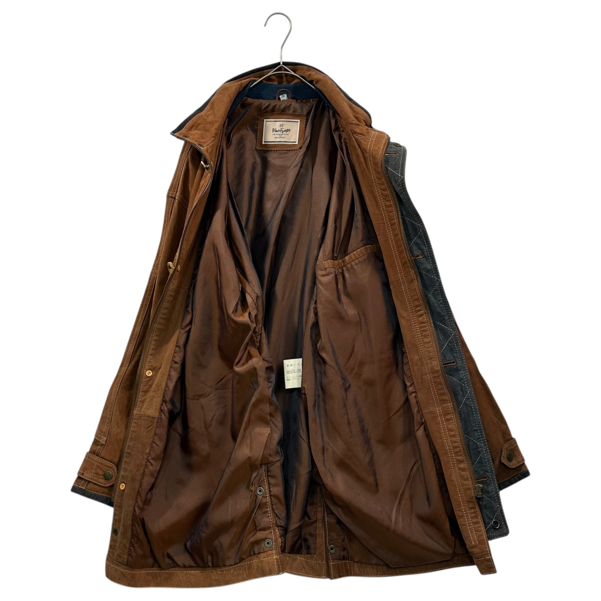 VINTAGE(ヴィンテージ) Old Nubuck Leather High-Neck Coat オールド ヌバック レザー ハイネック コート L ブラウン