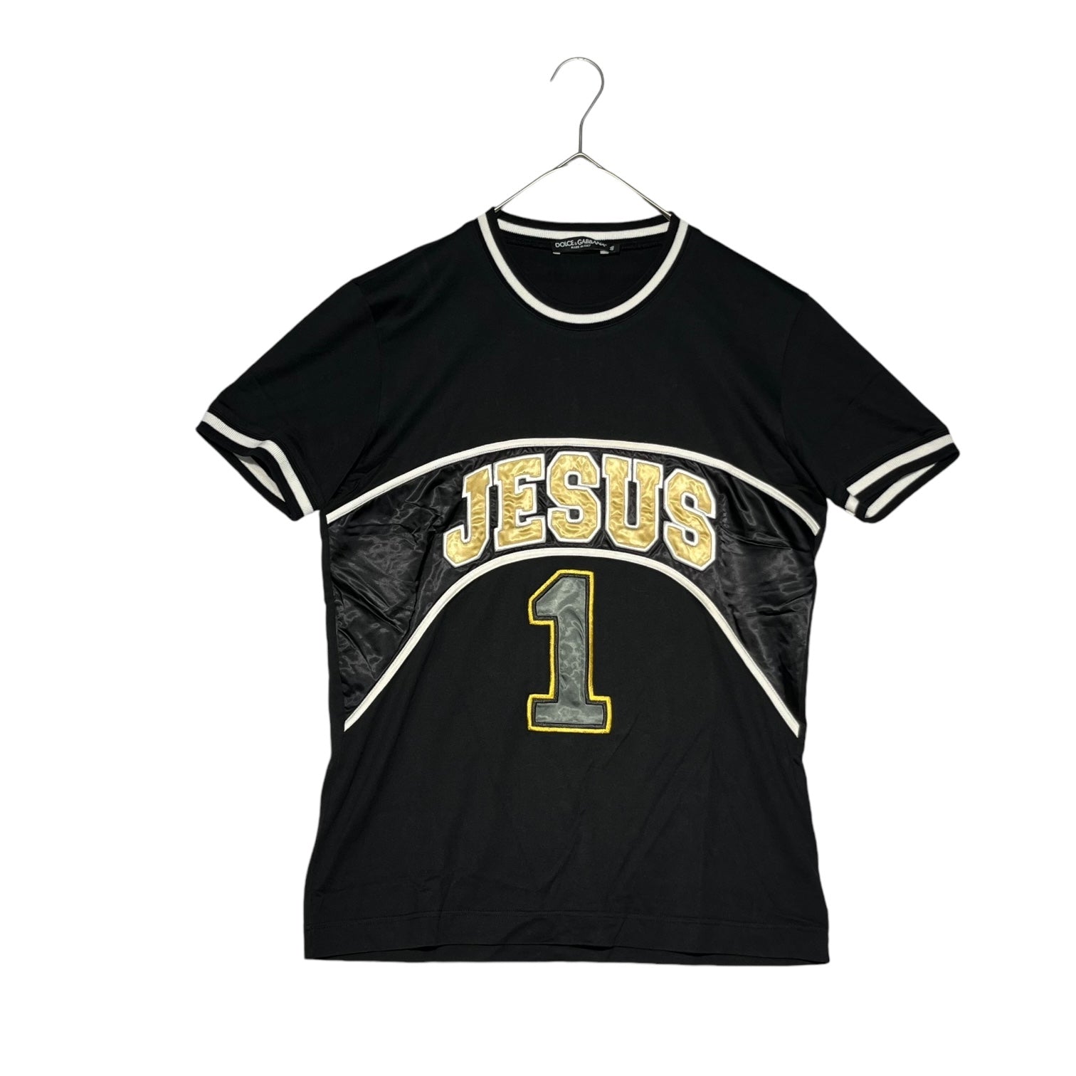 DOLCE&GABBANA(ドルチェ&ガッバーナドルガバ) "JESUS" big logo tee ジーザス ビッグ ロゴ Tシャツ G8G34G / G7O43 46(M程度) ブラック