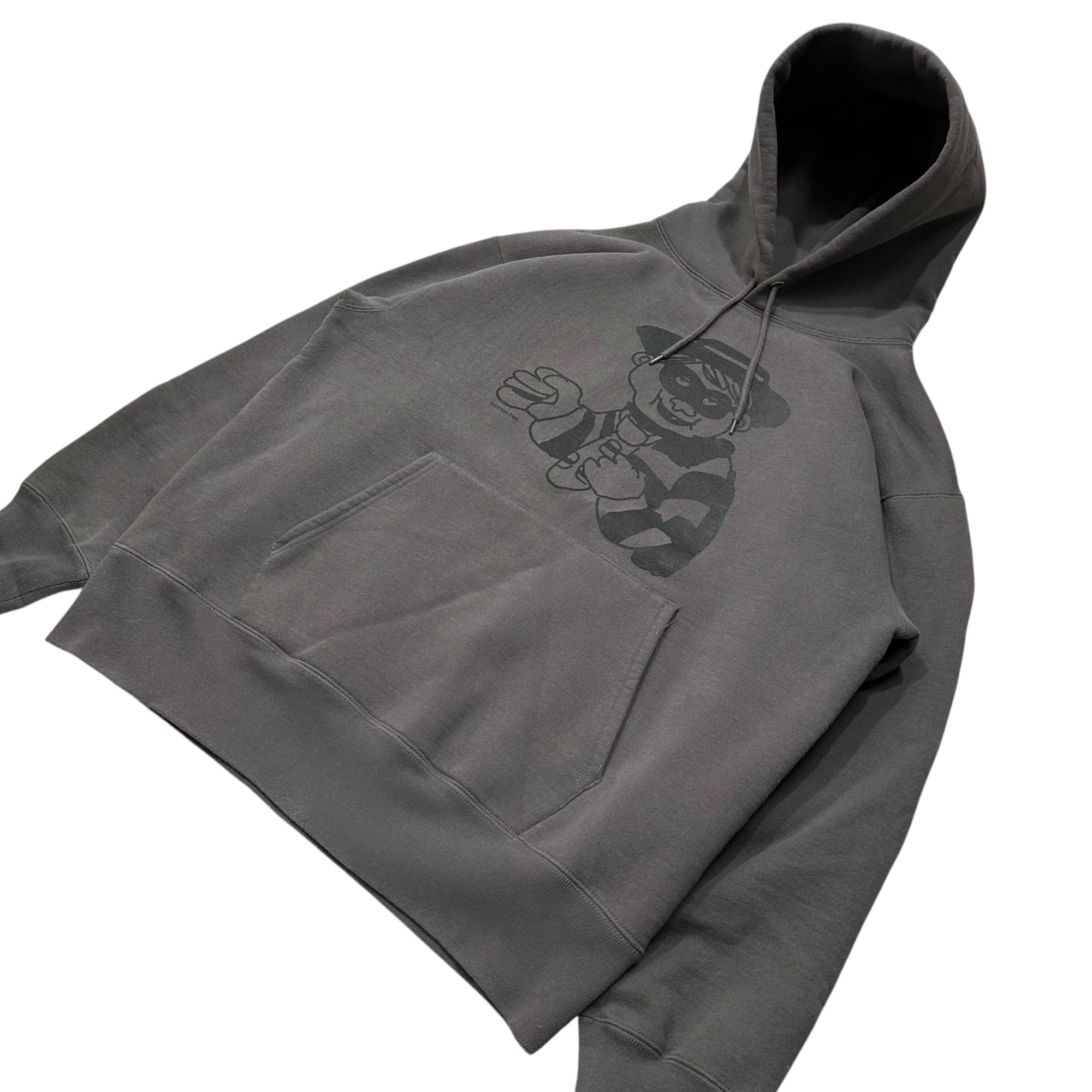COTTON PAN(コットンパン) Homage Print Pullover Hoodie オマージュ プリント プルオーバー フーディ パーカー L チャコールグレー×ブラック