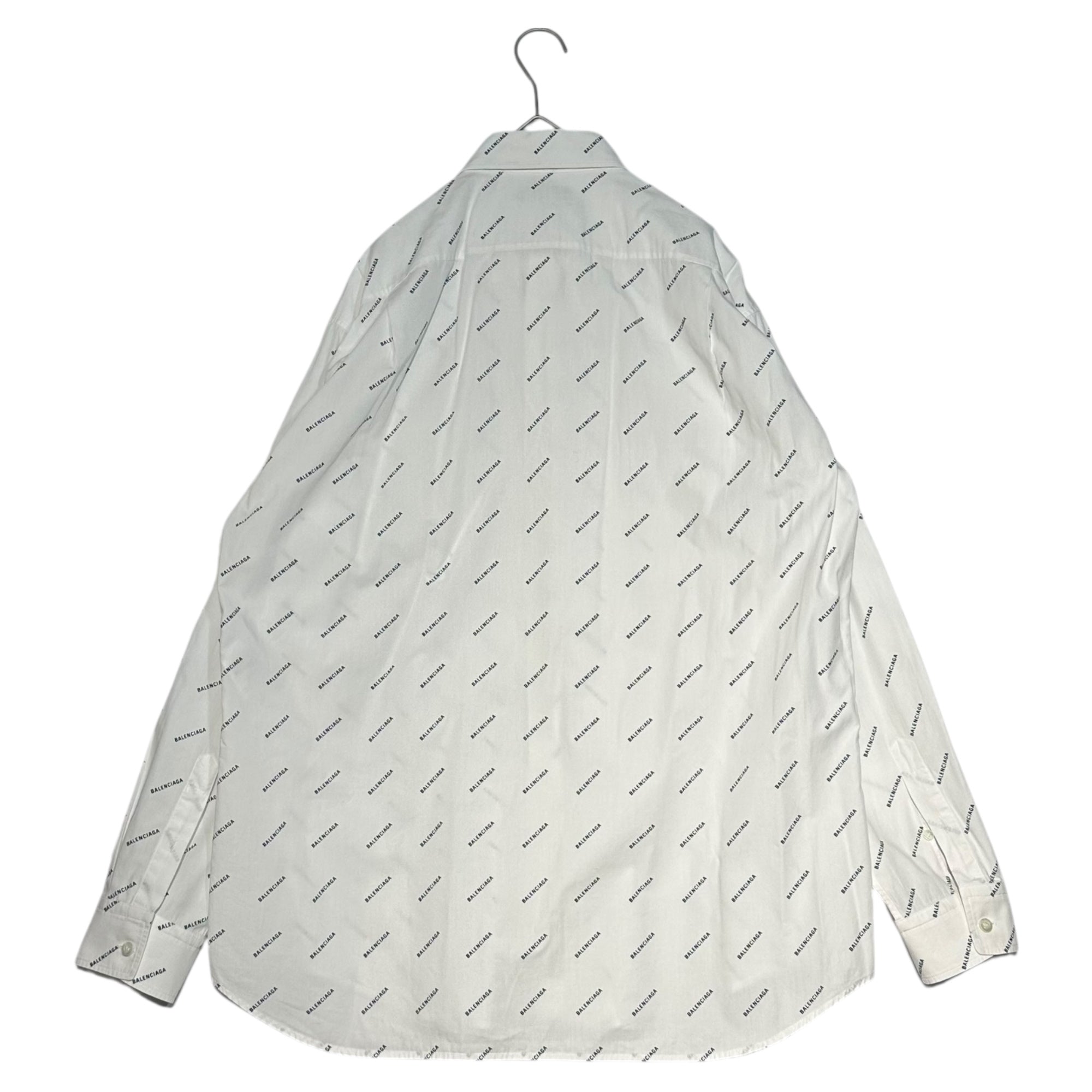 BALENCIAGA(バレンシアガ) 18SS All Over Logo L/S Shirt 総柄 ロゴ 長袖 シャツ 534333TBL96 38 ホワイト