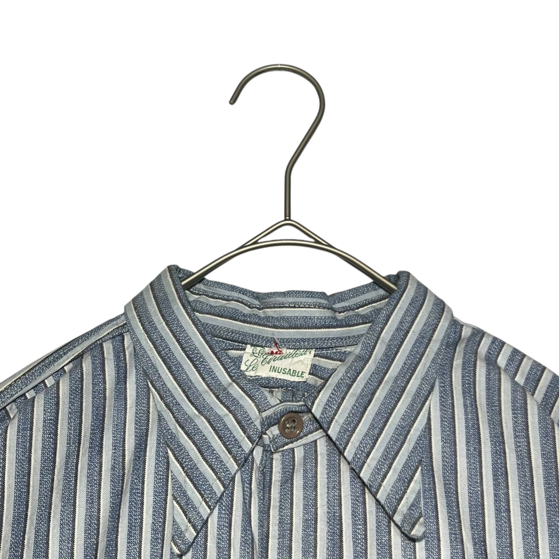 Euro vintage(ヨーロッパヴィンテージ) 30's French Vintage Striped Smock Shirt 30年代 フレンチ ヴィンテージ ストライプ スモック シャツ 110(L～XL相当) ブルー