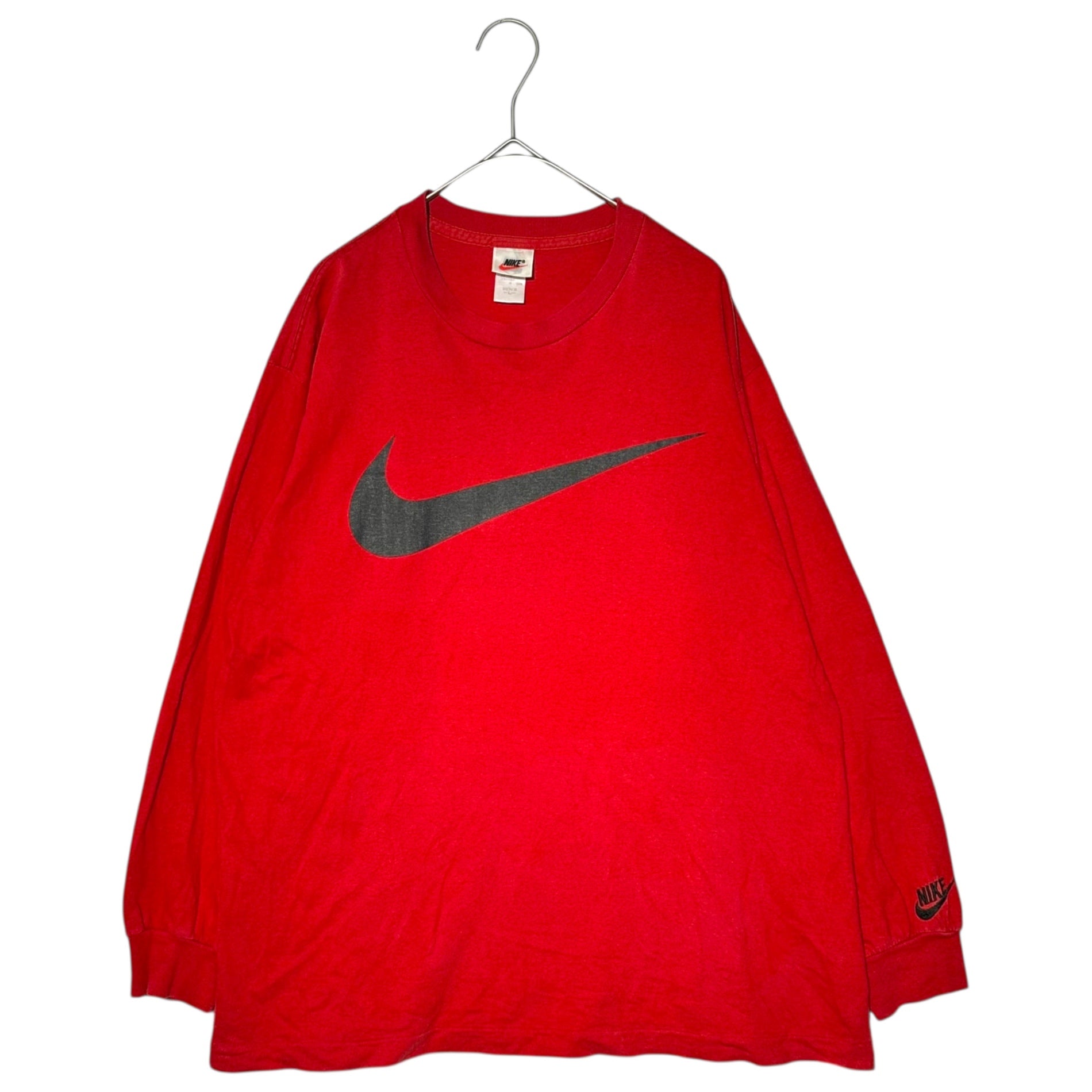 NIKE(ナイキ) 90's Big Swoosh Print L/S T-Shirt ビッグ スウッシュ プリント 長袖 Tシャツ VLA080 ACYT L レッド 90年代 ヴィンテージ 白タグ 刺繍