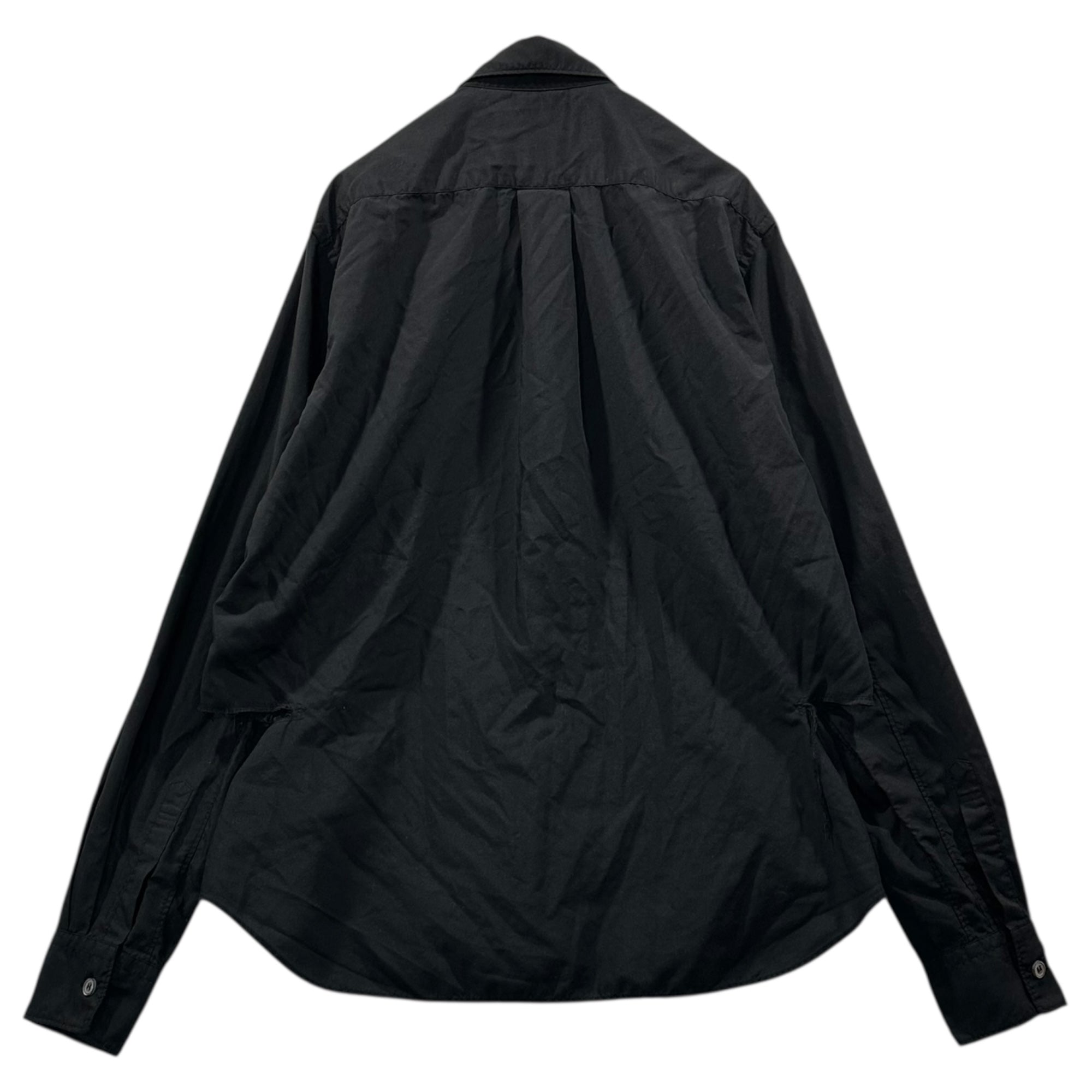 BLACK COMME des GARCONS(ブラックコムデギャルソン) 23SS Side-ripped Regular Collar L/S Shirt サイド 破れ加工 レギュラーカラー 長袖 シャツ 1K-B010 XS ブラック AD2022 ブラウス