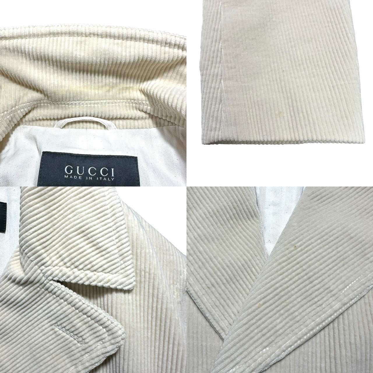 GUCCI(グッチ) Corduroy Double-Breasted Half Coat コーデュロイ ダブルブレスト ハーフ コート 308171 Z3511 52 アイボリー