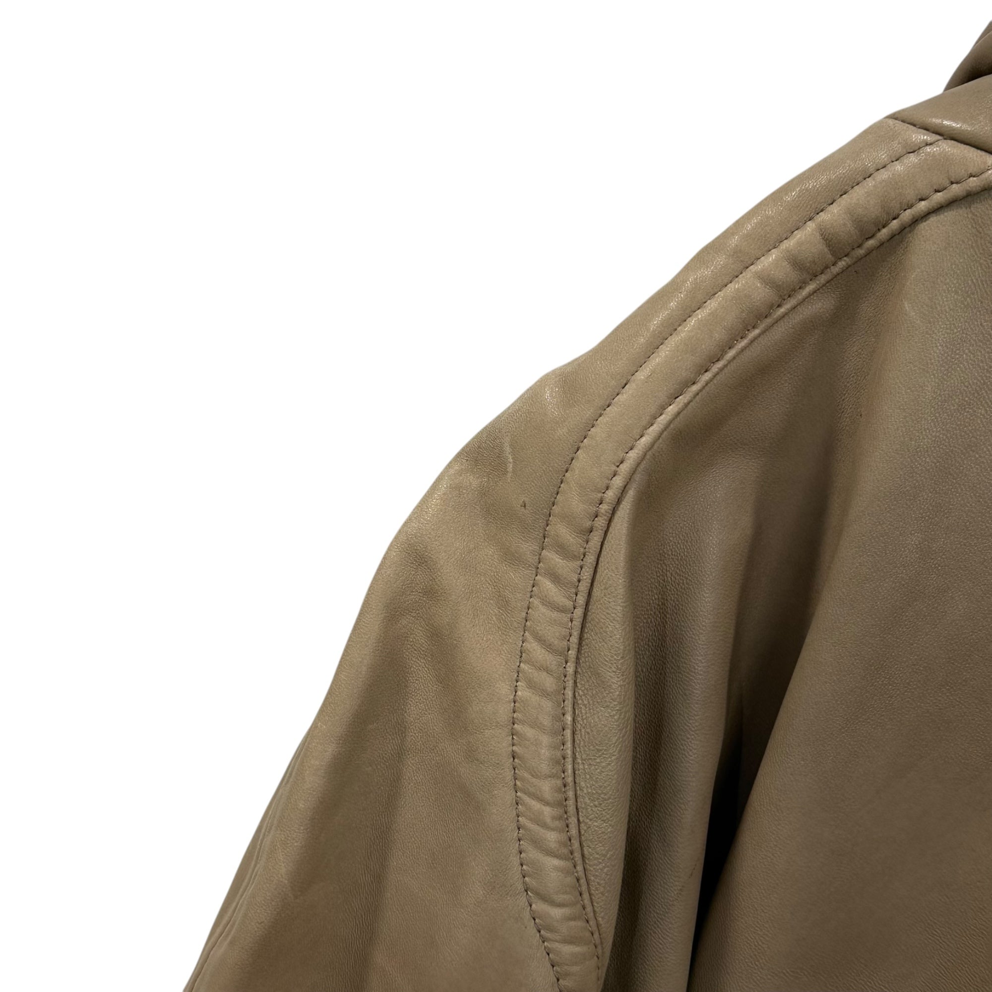 THE LEATHER SOURCE(ザレザーソース) 80's~90's Vintage Lambskin Leather Jacket ヴィンテージ ラム レザー ブルゾン 44(XL程度) ベージュ 80年代～90年代 ジャケット ビッグサイズ