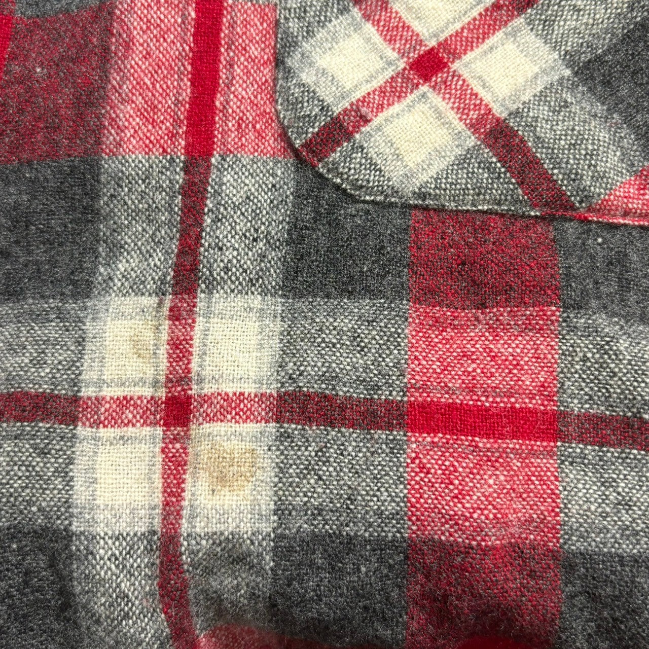 VINTAGE(ヴィンテージ) 60~70's Flap pocket check wool open collar shirt フラップポケット チェック ウール 開襟シャツ レッド×グレー