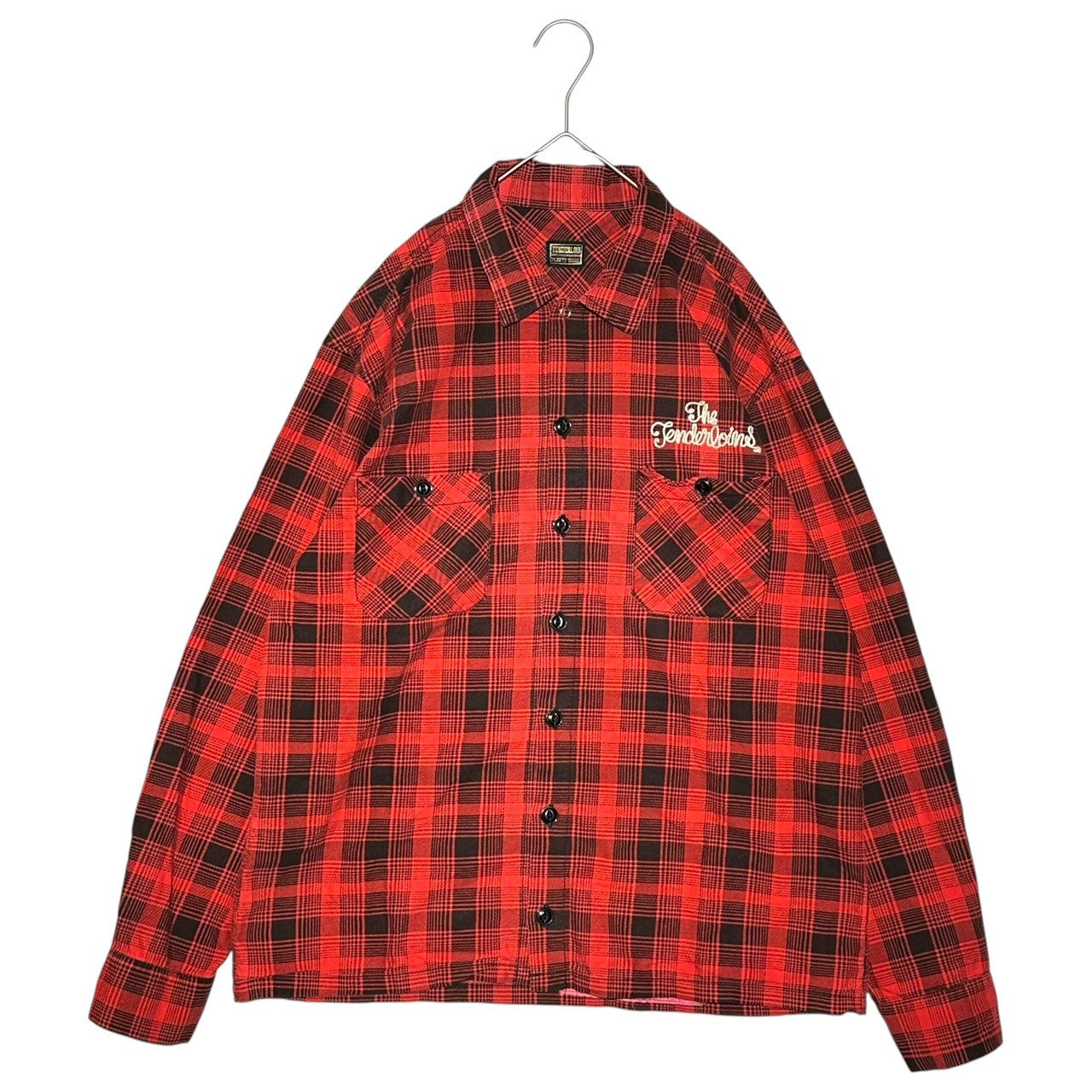 TENDERLOIN(テンダーロイン) Chain stitch cotton L/S shirt チェーン ステッチ コットン 長袖 シャツ レッド×ブラック