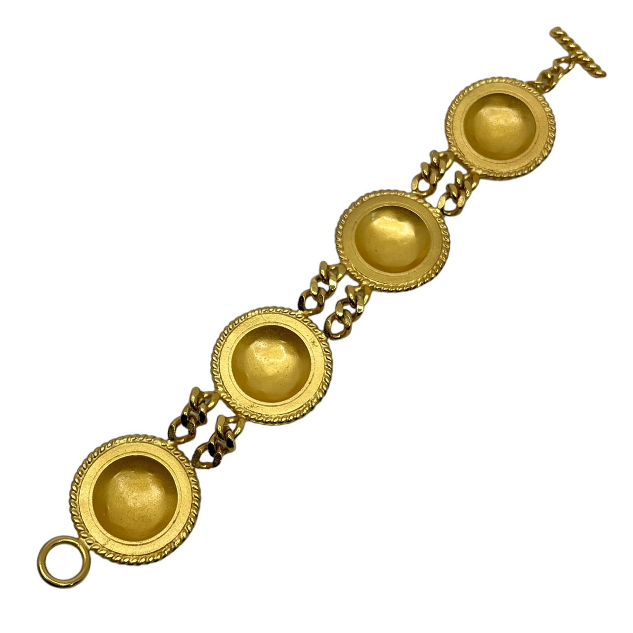 LOEWE(ロエベ) vintage anagram bracelet/ヴィンテージアナグラムロゴチェーンブレスレット/大ぶり/Tバー ゴールド×ブラック
