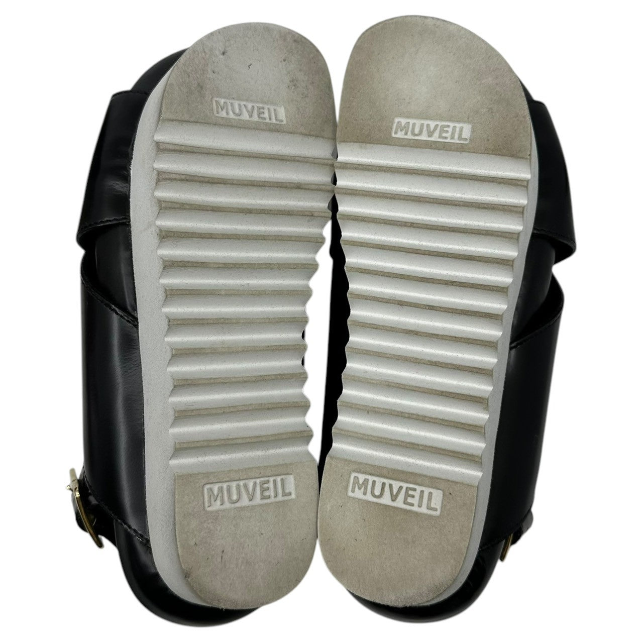 muveil(ミュベール) Studded leather strap sandal スタッズ レザー ストラップ サンダル 鳩目 37(23cm程度) ブラック