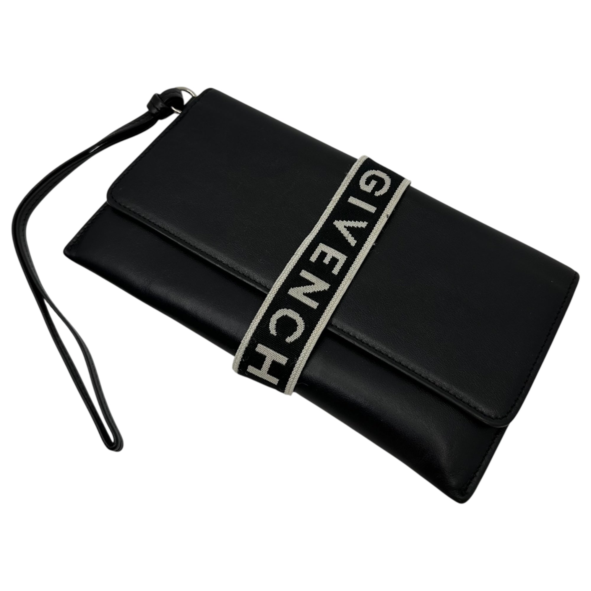 GIVENCHY(ジバンシィ) URBAN Clutch bag アーバン ロゴ バンド レザー クラッチ バッグ BB605HB0CQ 001 ブラック ウォレット 長財布
