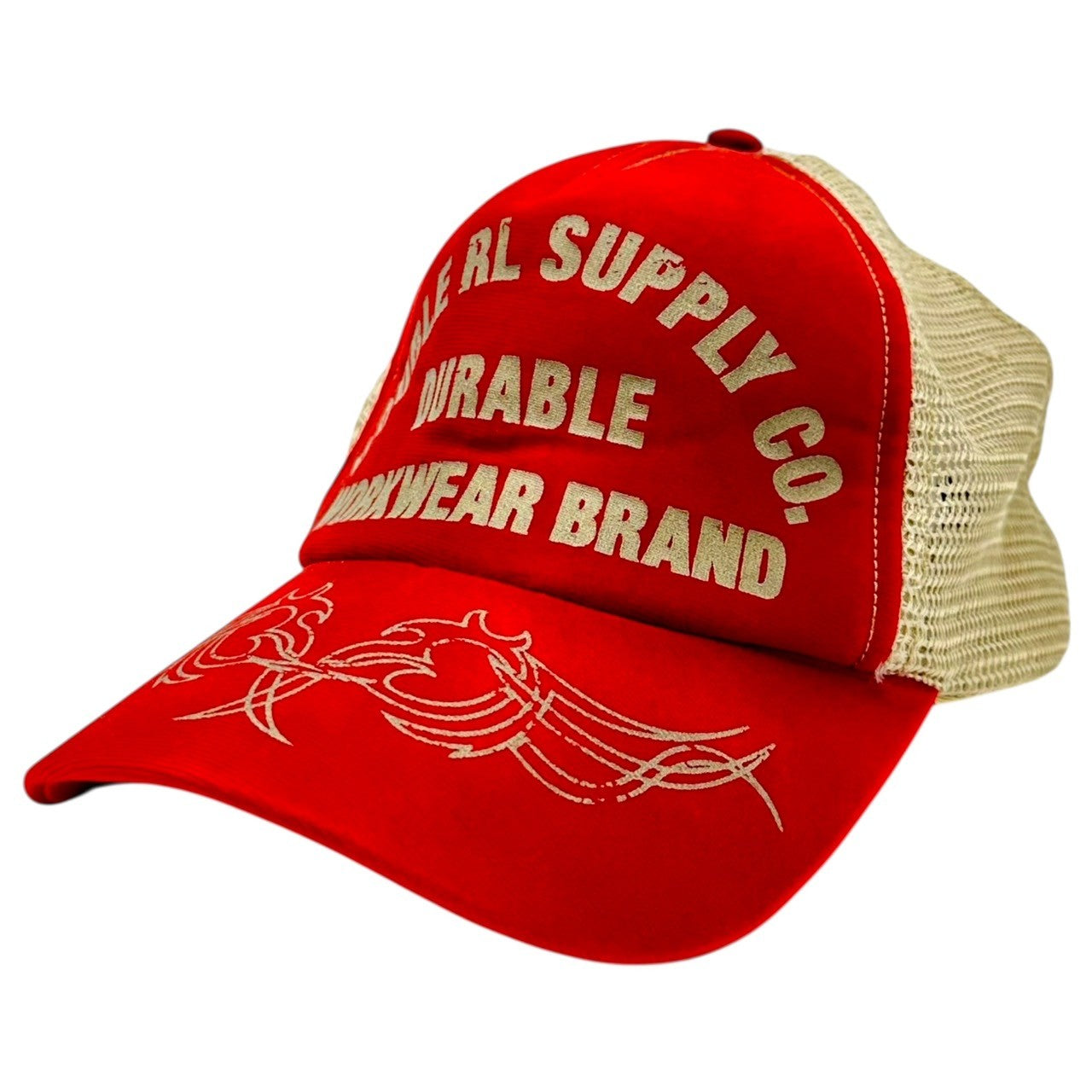 RRL(ダブルアールエル) Vintage-processed printed mesh cap ヴィンテージ加工 プリント メッシュ キャップ レッド