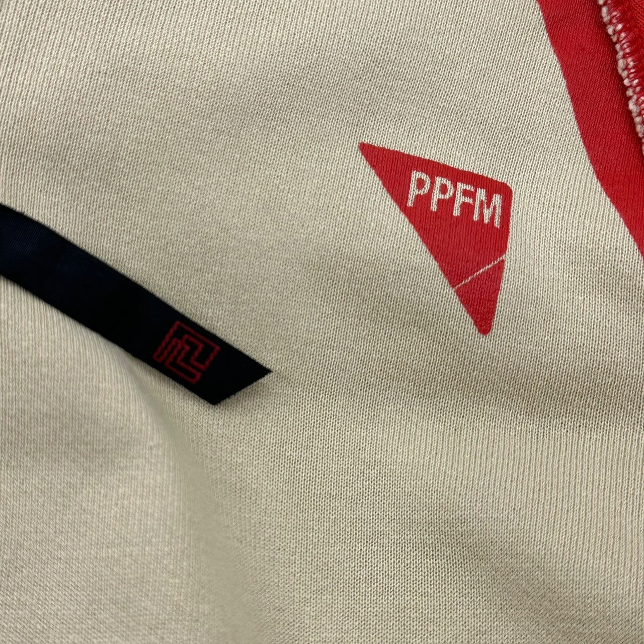 PPFM(ピーピーエフエム) 00's Red Seam Line Inside-Out Zip Hoodie レッド シーム ライン インサイドアウト ジップ パーカー FREE ベージュ×レッド Y2K