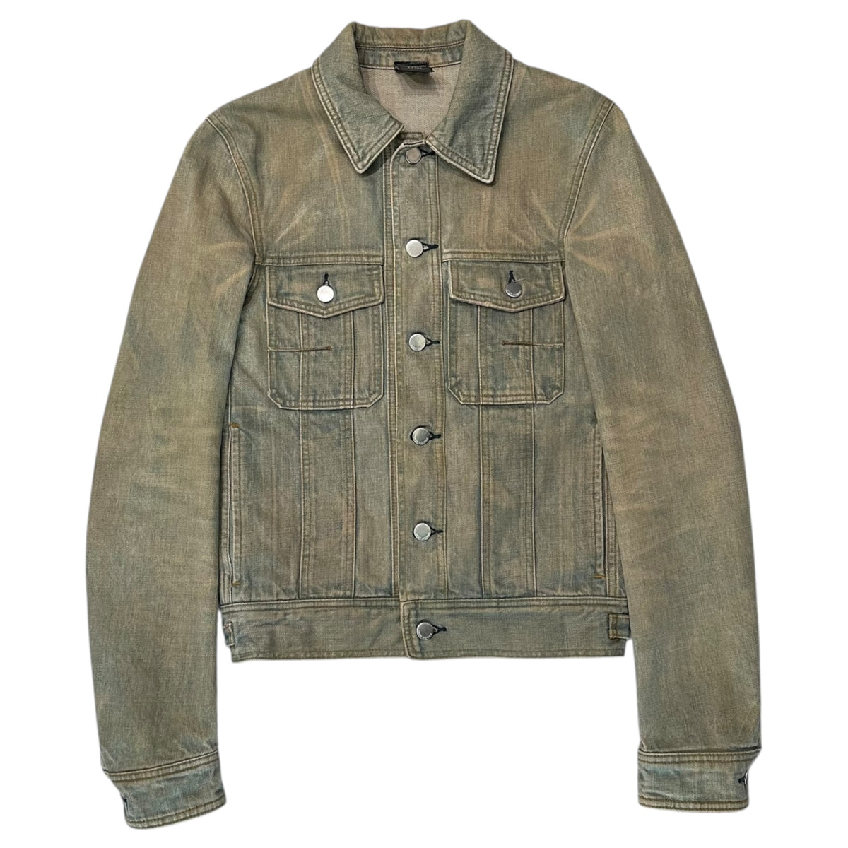 Dior HOMME(ディオールオム) 04SS by Hedi Slimane Clay Wax-Treated Denim Jacket 泥 ワックス 加工 デニム ジャケット 4EH1042688 46 スカイブルー アーカイブ エディ期