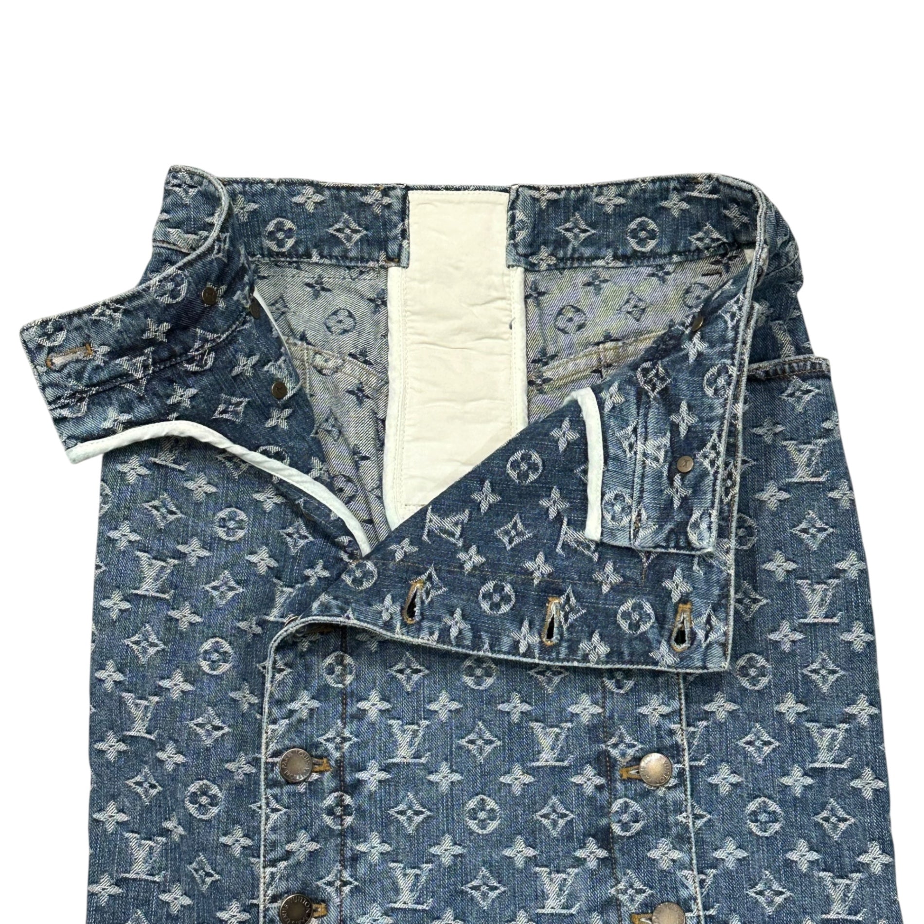 LOUIS VUITTON(ルイヴィトン) Monogram Denim Mermaid Skirt モノグラム デニム マーメード スカート RW072W WLSK02CF7 36 インディゴ ボタン