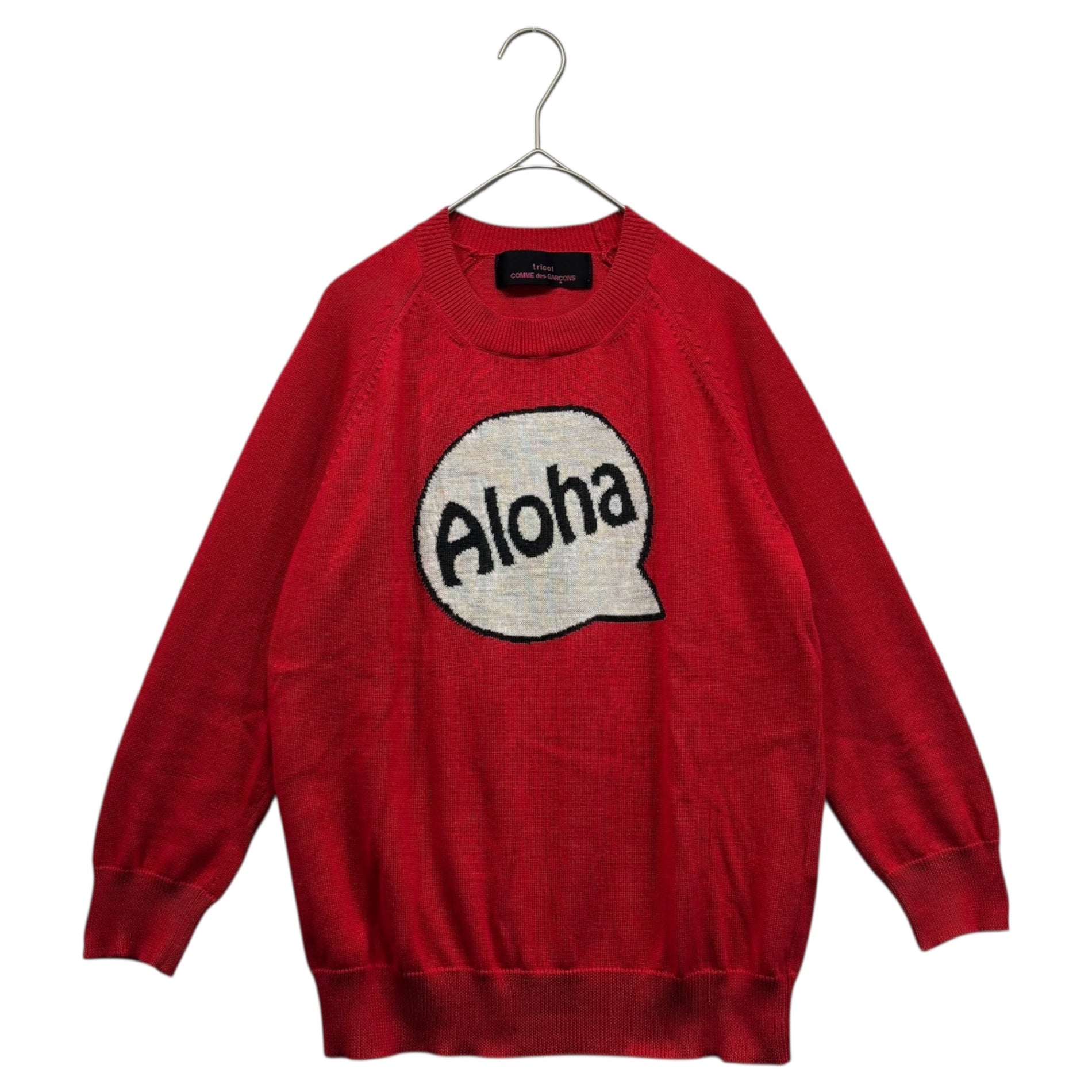 tricot COMME des GARCONS(トリココムデギャルソン) 15AW Bubble “ALOHA” Design Crew Neck Knit 吹き出し アロハ デザイン クルーネック コットン ニット TP-N208 FREE レッド AD2015