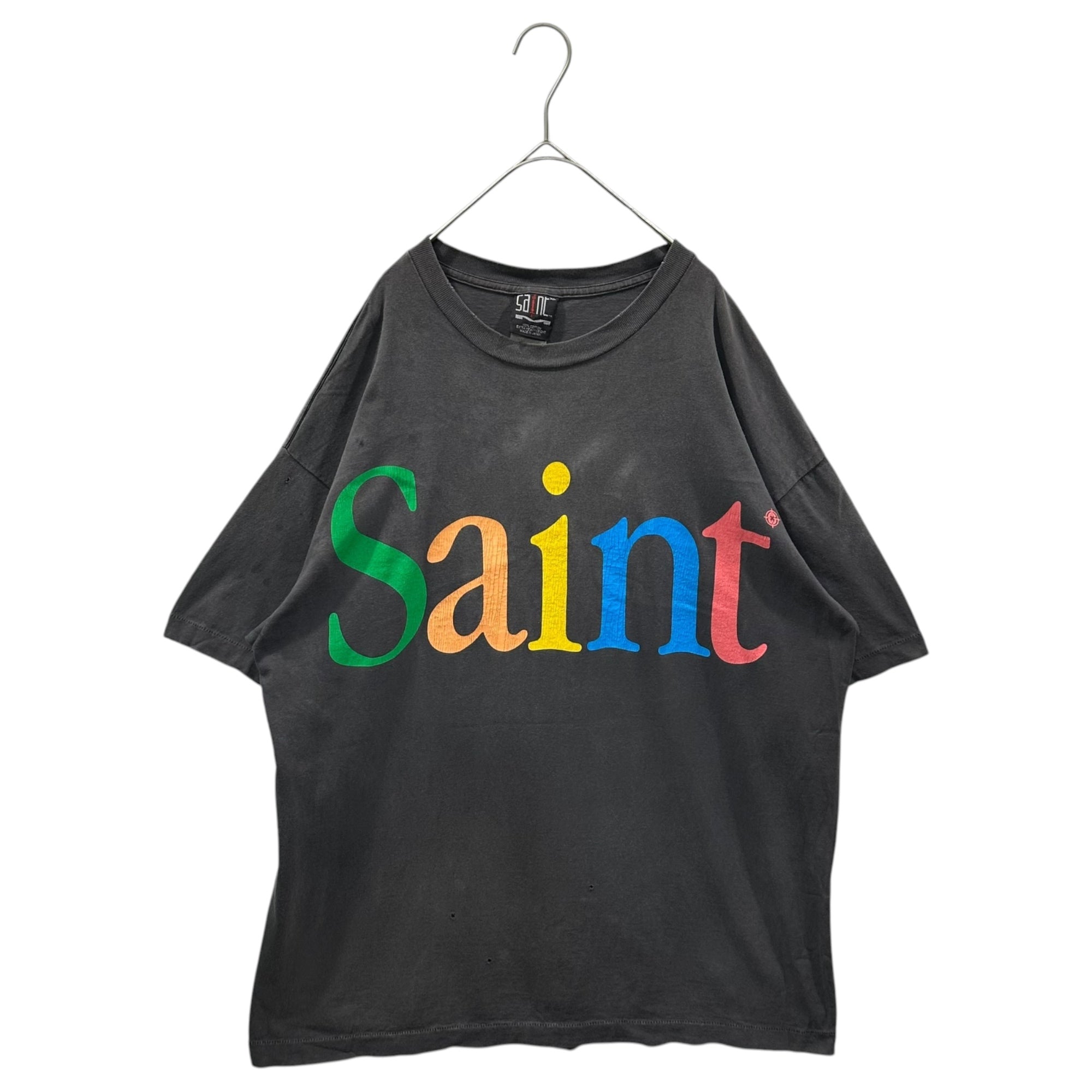 SAINT MICHAEL(セントマイケル) 2024SS SS TEE COLORFUL SAINT ヴィンテージ 加工 プリント Tシャツ SM-YS8-0000-001 XL ブラック