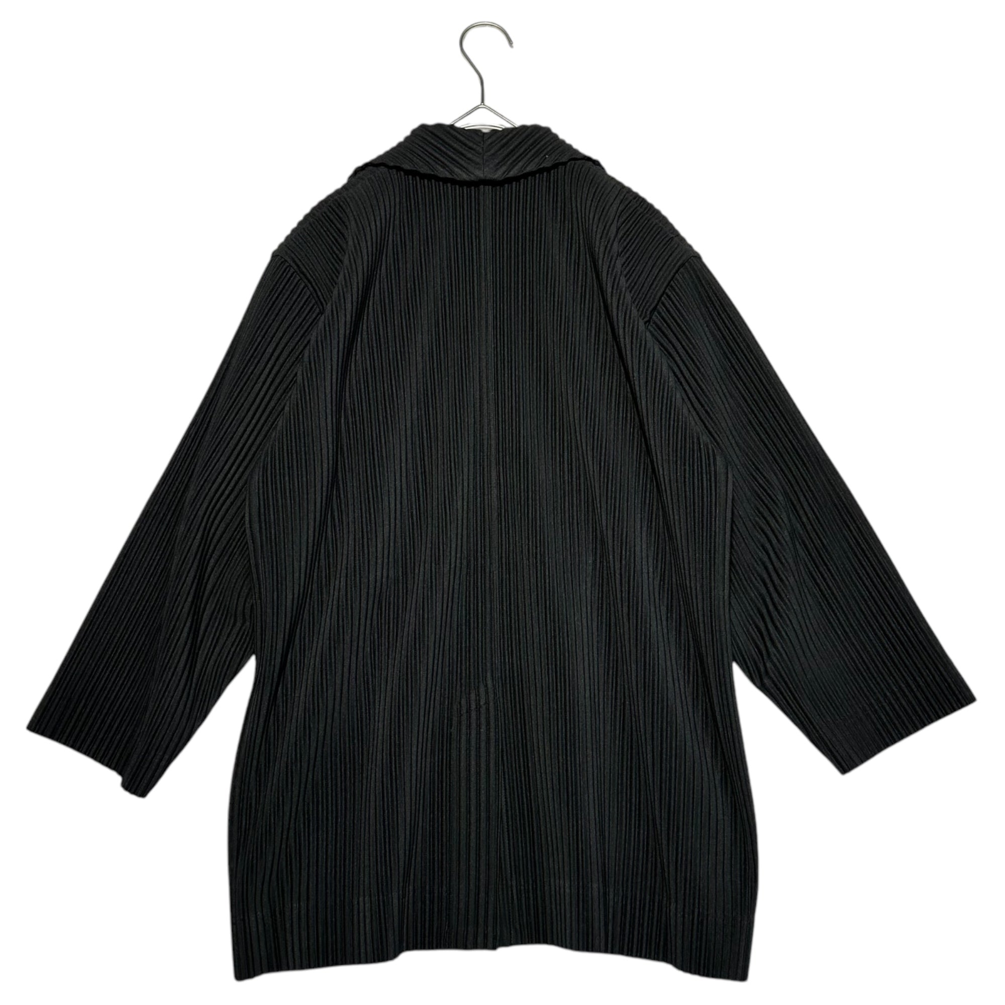 HOMME PLISSE ISSEY MIYAKE(オムプリッセイッセイミヤケ) 21SS 3/4 Sleeve Pleated Tailored Short Length Jacket 8分袖 プリーツ テーラード ショートレングス ジャケット HP11JD212 2(M程度) ブラック