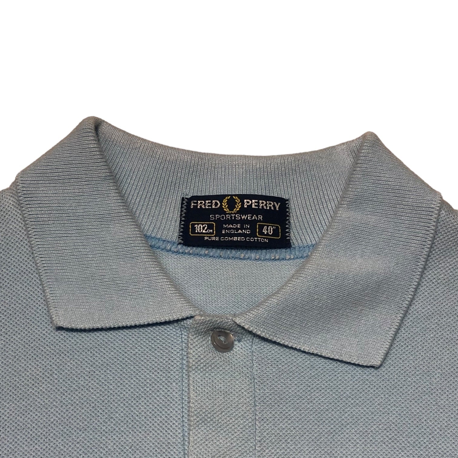 FRED PERRY(フレッドペリー) 80'sロゴ刺繍ポロシャツ 40(Sサイズ程度) ブルー イングランド製