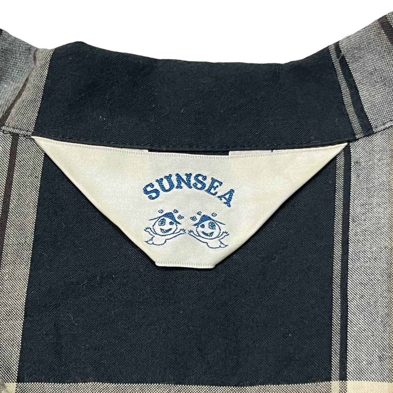 SUNSEA(サンシー) 17SS CHECK FRIED SHRIMP SHIRT チェック フライドシュリンプ シャツ 半袖 開襟 シャツ オープンカラー 17S17 SIZE 3(L) ブラック×グレー