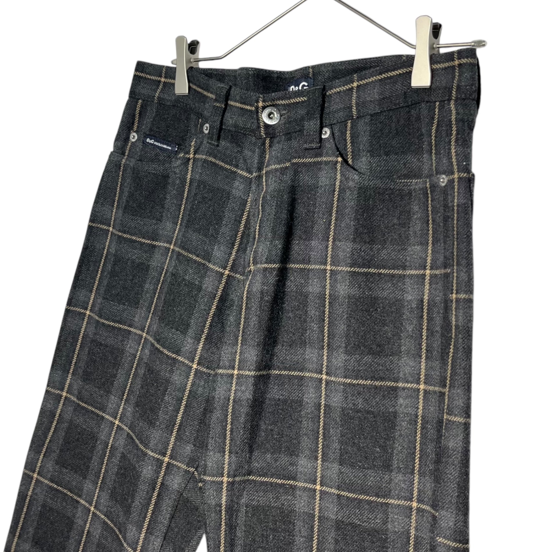 D&G(ディー&ジードルガバドルチェ&ガッバーナ) 00's Wool check slacks ウールチェックスラックス 30 44 グレー