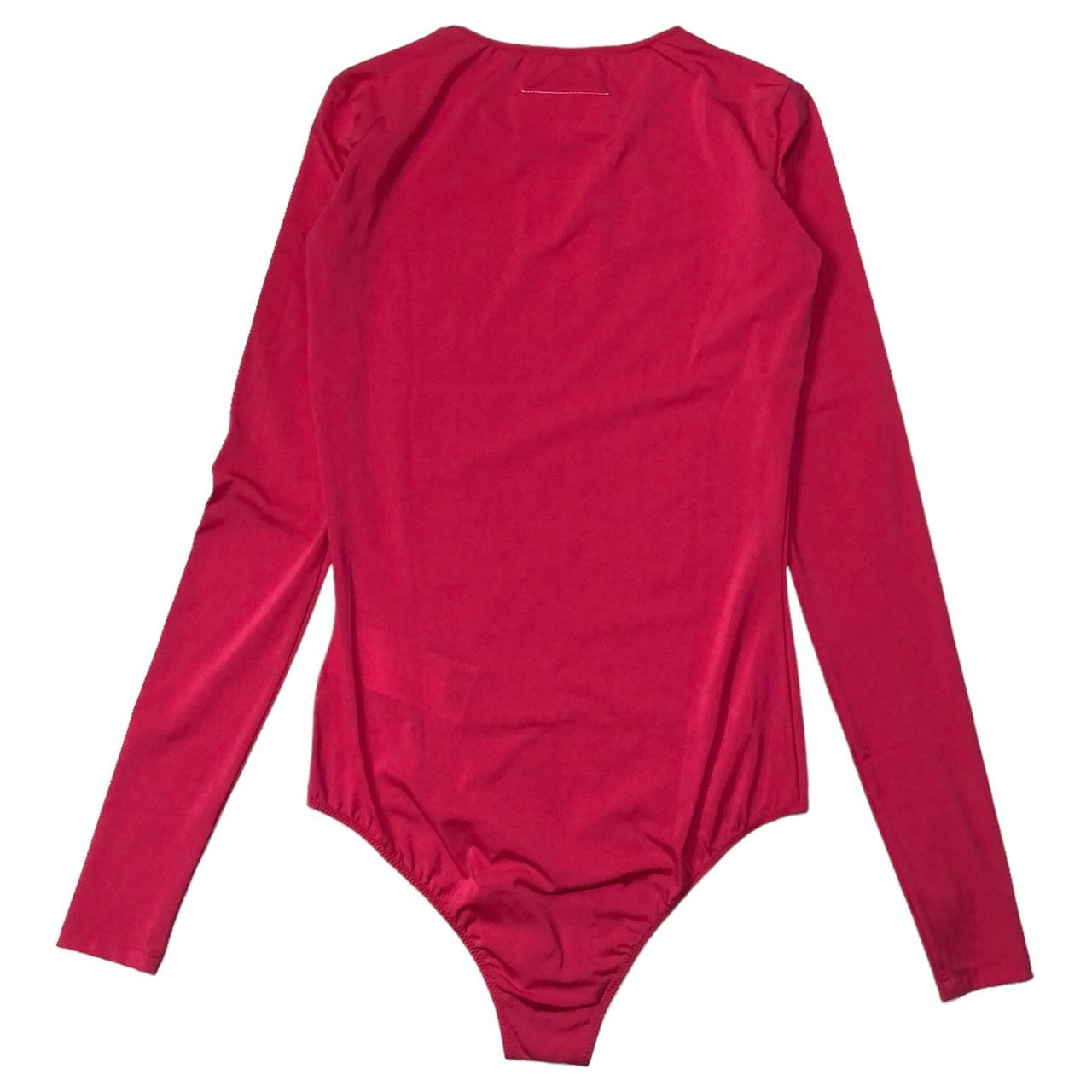 MM6 Maison Margiela(エムエムシックス) 21AW ”6” logo bodysuit ロゴ ボディスーツ S52NA0043 S ショッキング ピンク 長袖 カットソー クルーネック