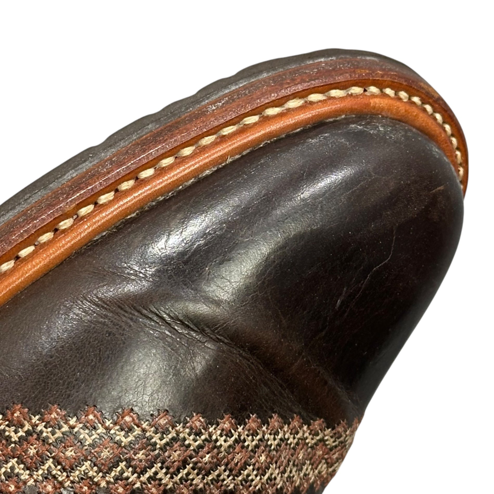 NUMBER (N)INE(ナンバーナイン) 2002AW Belt NOWHERE MAN Rabbit Fur Leather Shoes ラビットファー レザー レースレス シューズ ジョージ期 25cm ベージュ×ブラウン 革靴