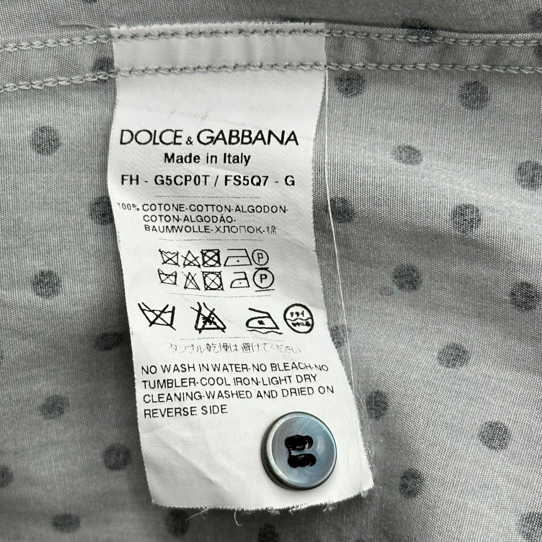 DOLCE&GABBANA(ドルチェ&ガッバーナドルガバ) GOLD Dot pattern L/S shirt ドット柄 長袖 シャツ G5CP0T FS5Q7 39 15 1/2(M程度) グレー×ブラック