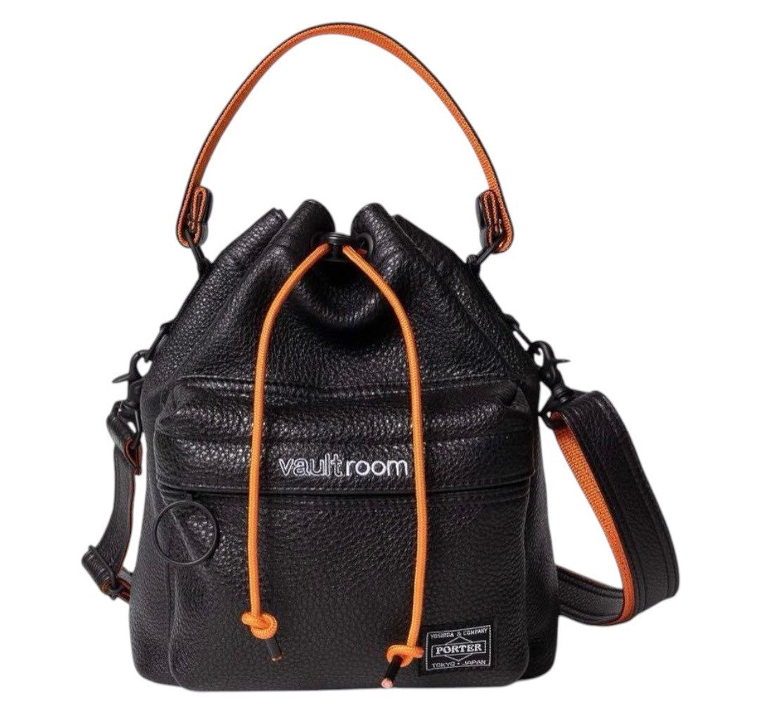 PORTER×vaultroom (ポーター×ボルトルーム) 23AW LEATHER GAMING BAG レザー ゲーミング バッグ ブラック×オレンジ 2WAY ハンド ショルダー