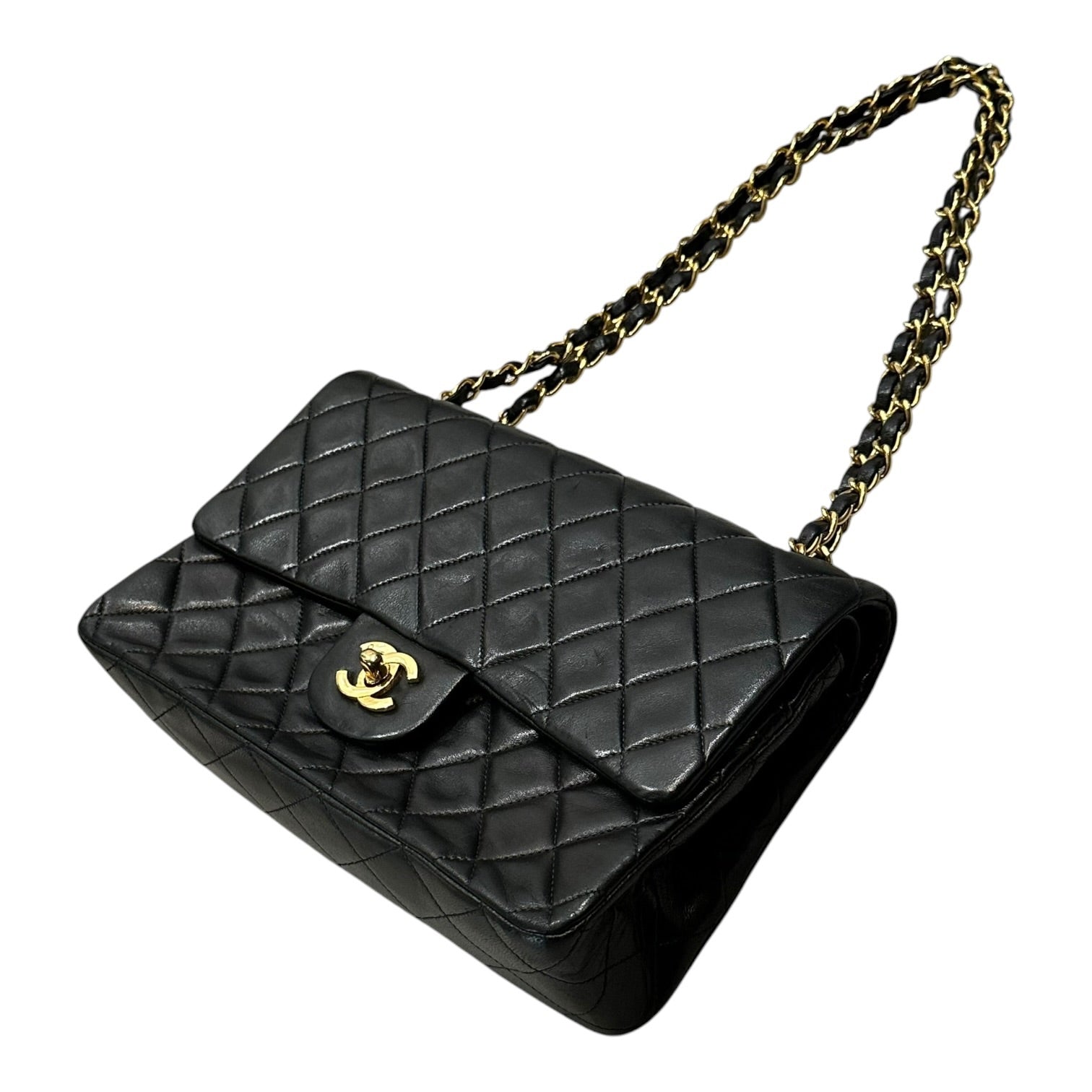 CHANEL(シャネル) 1992's Chanel Medium Classic Handbag マトラッセ 25 ラムスキン ダブルフラップ ブラック 90's 90年代 ヴィンテージ 200万番台 クラシック ハンドバッグ チェーン